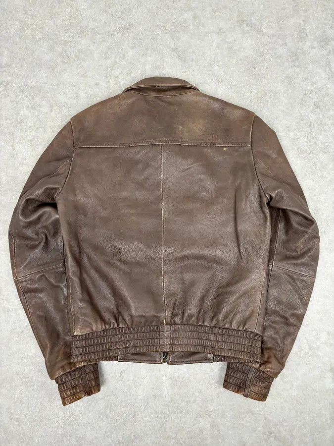 Dolce & Gabbana 2010s Dolce & Gabbana Brown Taupe Leather Bomber Jacket Size US M / EU 48-50 / 2 - 5 Thumbnail