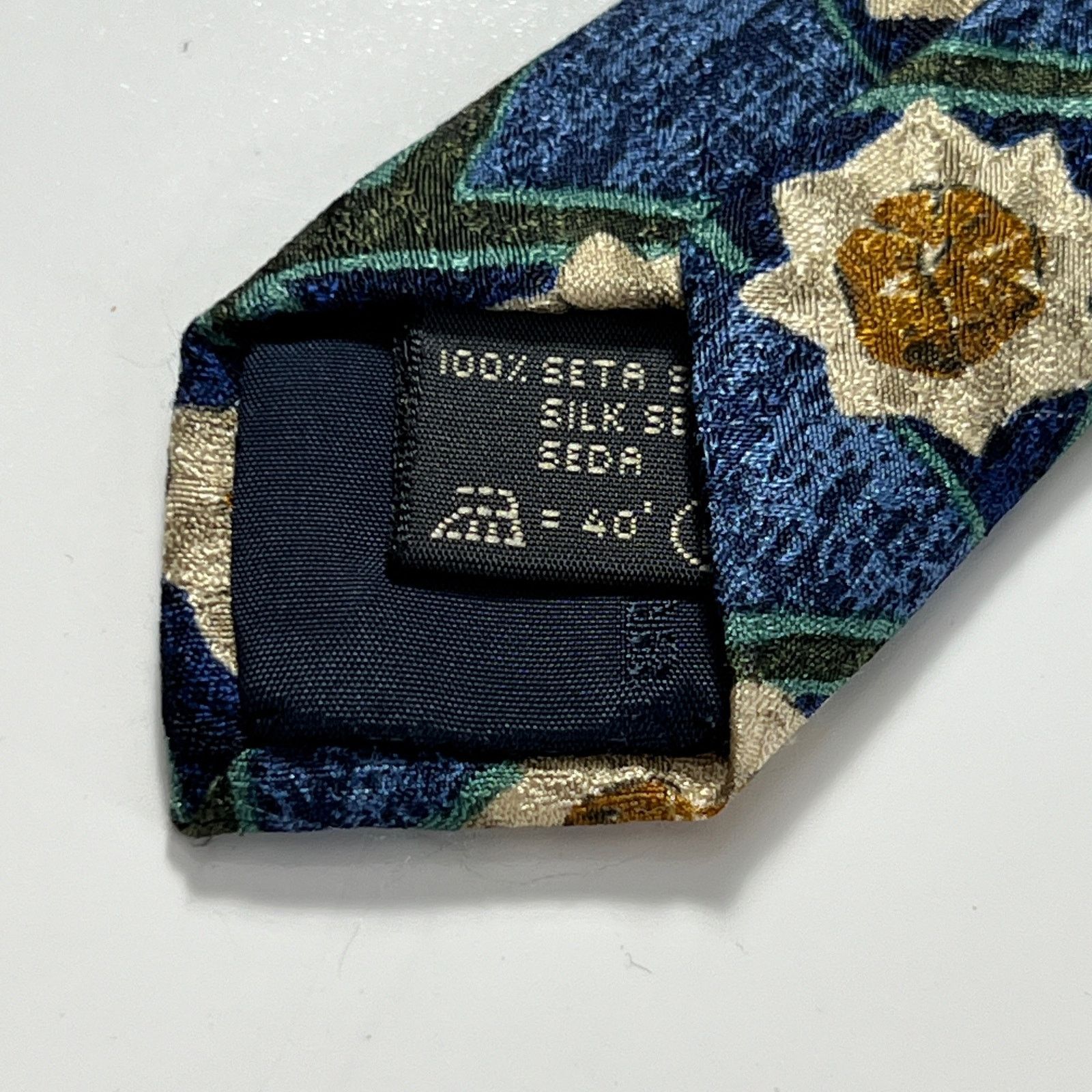 Ermenegildo Zegna Ermenegildo Zegna Men 100% Silk Blue Geometric Woven Necktie Size ONE SIZE - 8 Thumbnail