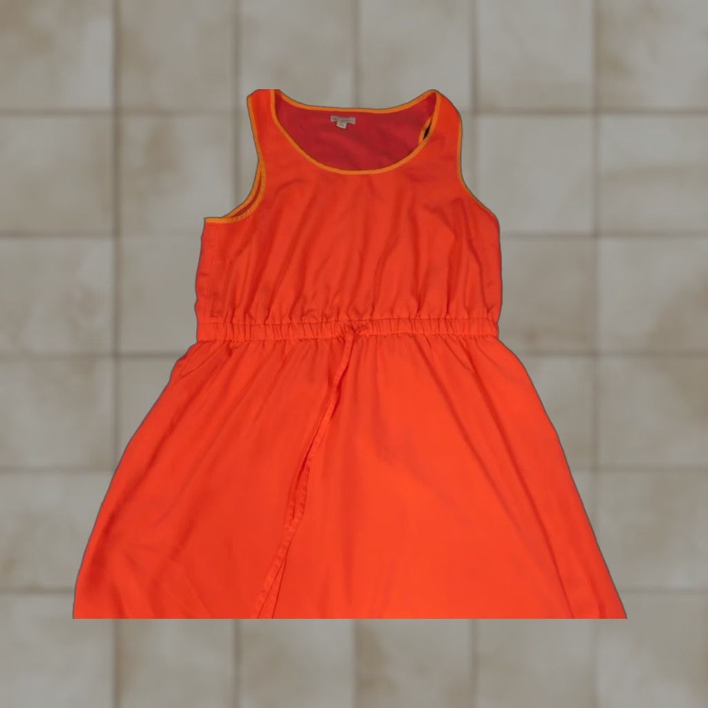 Gap Gap Sundress Dress Womens M Orange A-line Sleeveless Dolman Ruffle Lined Polyester Rayon Long Casual Business 60s? 0 Size M / US 6-8 / IT 42-44 - 1 Thumbnail