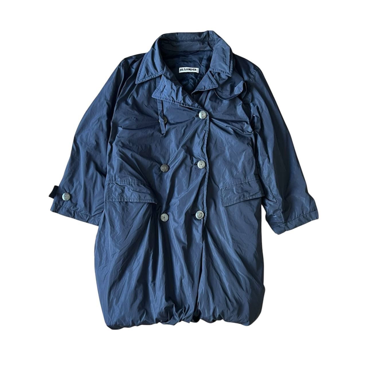 1990’S JIL SANDER+ RARE WOMAN NAVY CLASSIC NYLON TRENCH COAT