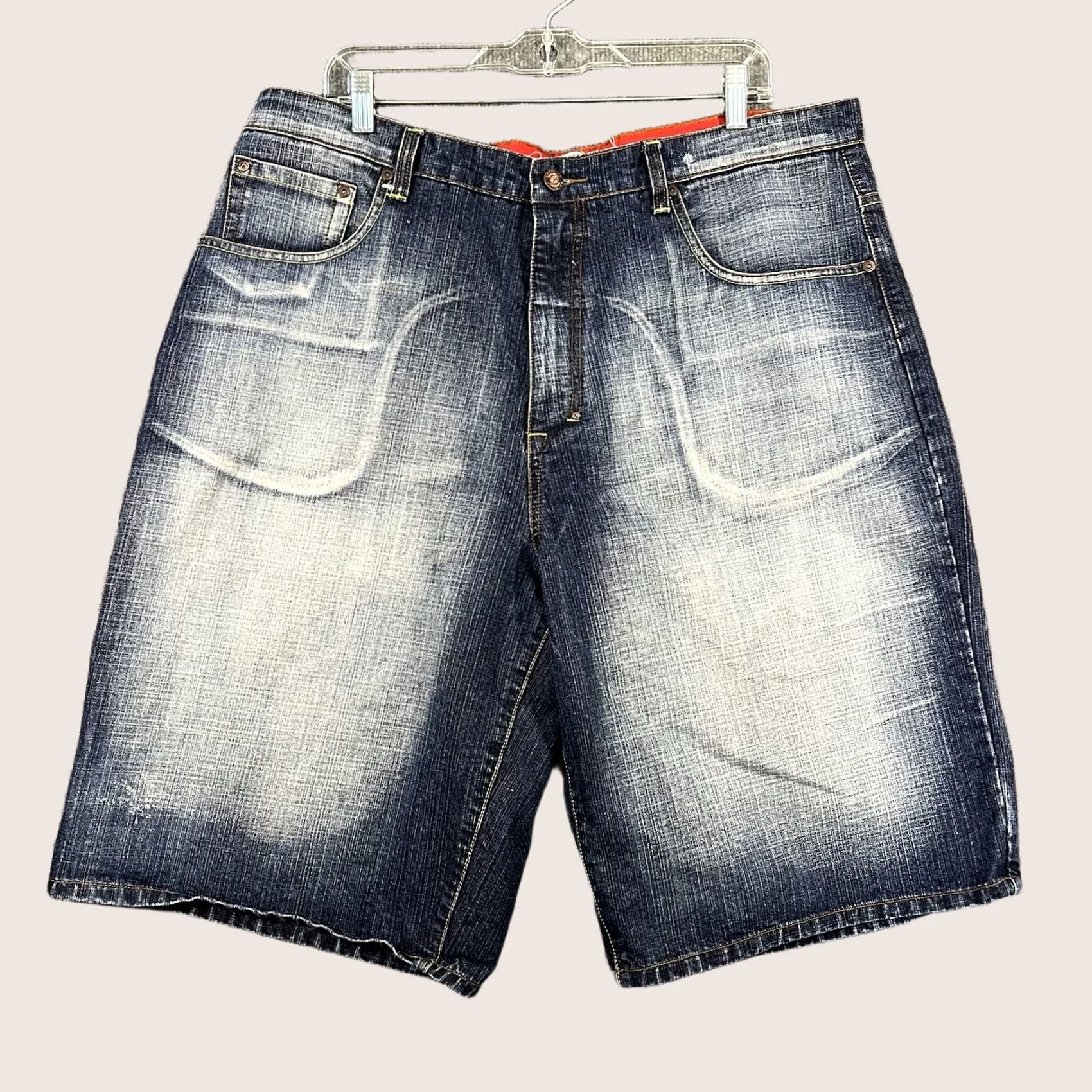 Express VINTAGE Brooklyn Xpress Bermuda Shorts Men 40 Blue Cotton Flat Front 90s Grunge Hip Hop Skater Jorts Size US 40 / EU 56 - 1 Thumbnail