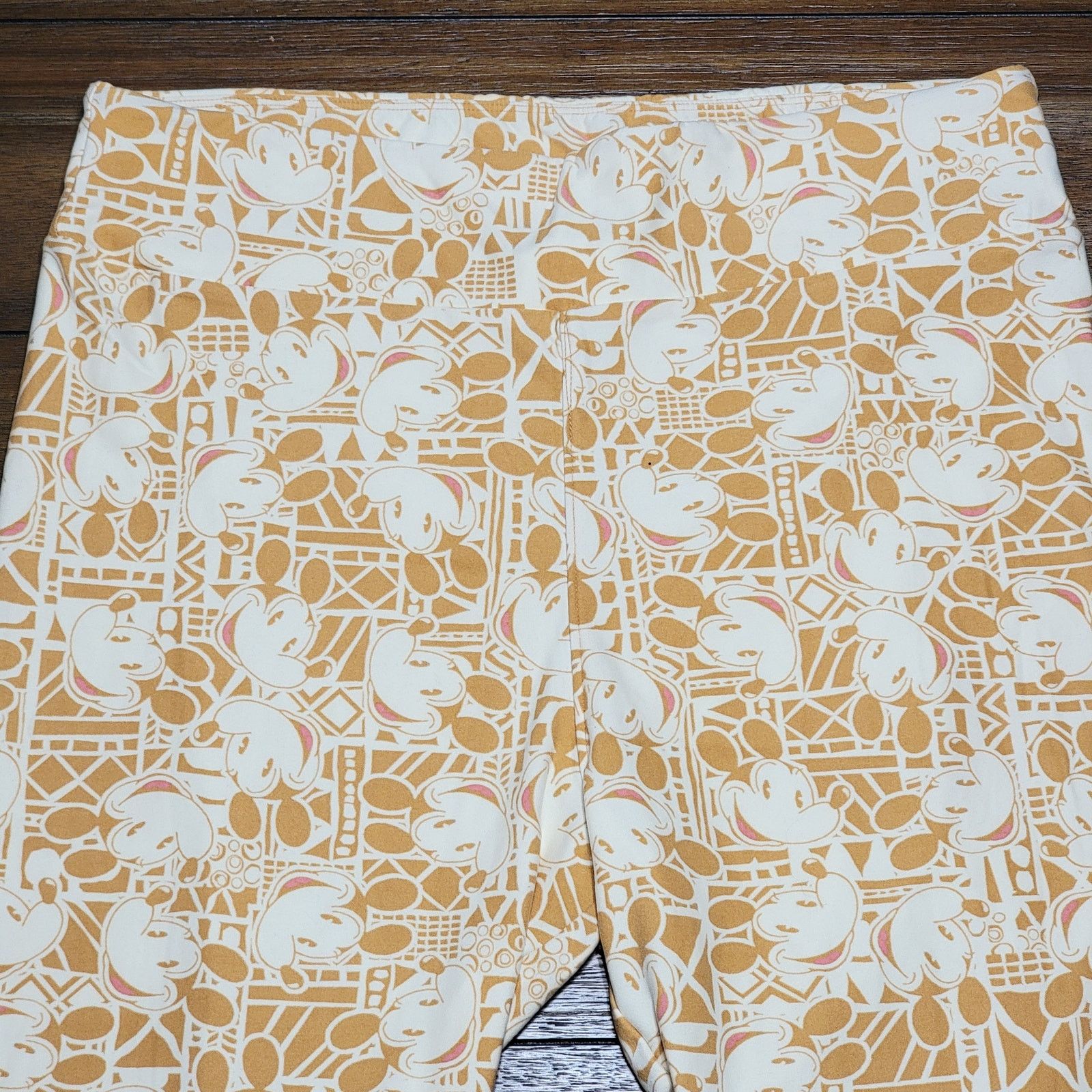 Other LuLa Roe Cream & Gold Mickey Leggings - Tall & Curvy (12) Size 34" / US 12 / IT 48 - 2 Thumbnail