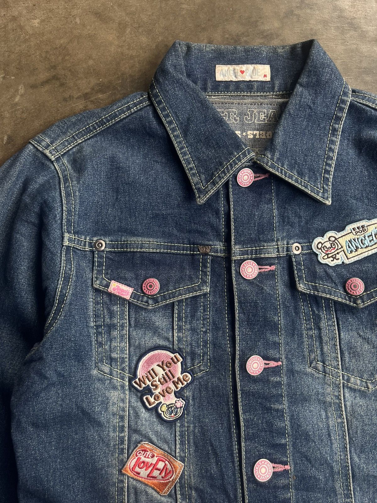 Angel Blue × Hysteric Glamour × Japanese Brand 2000s Angel Blue Japanese Y2k Embroidery Patch Denim Jacket Size M / US 6-8 / IT 42-44 - 8 Thumbnail