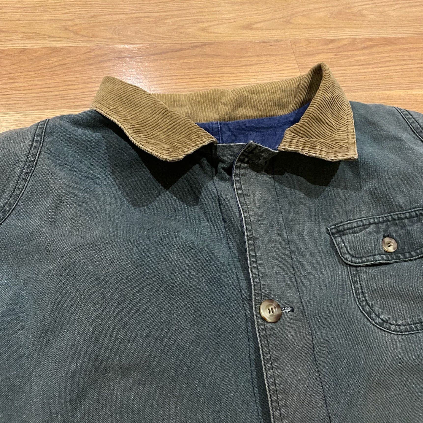Carhartt VINTAGE Oakton Limited Reversible Barn Chore Jacket Carhartt Detroit Sun Faded L Denim Jacket Large BLUE OR GREEN 1980s Mens Size US L / EU 52-54 / 3 - 4 Thumbnail