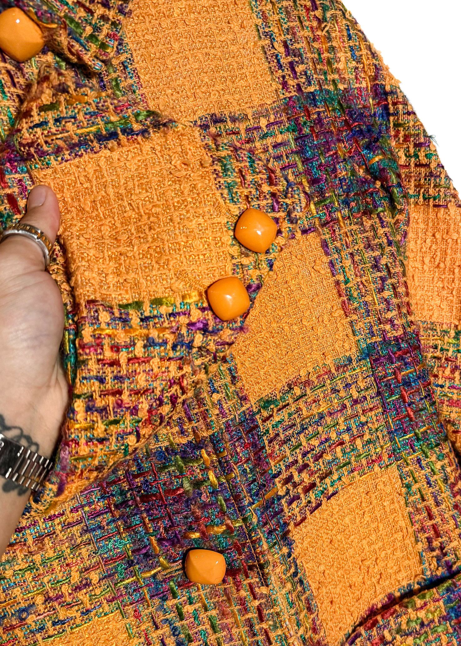 Valentino Valentino Boutique Vintage Orange Checkered Tweed Coat Size M / US 6-8 / IT 42-44 - 4 Thumbnail