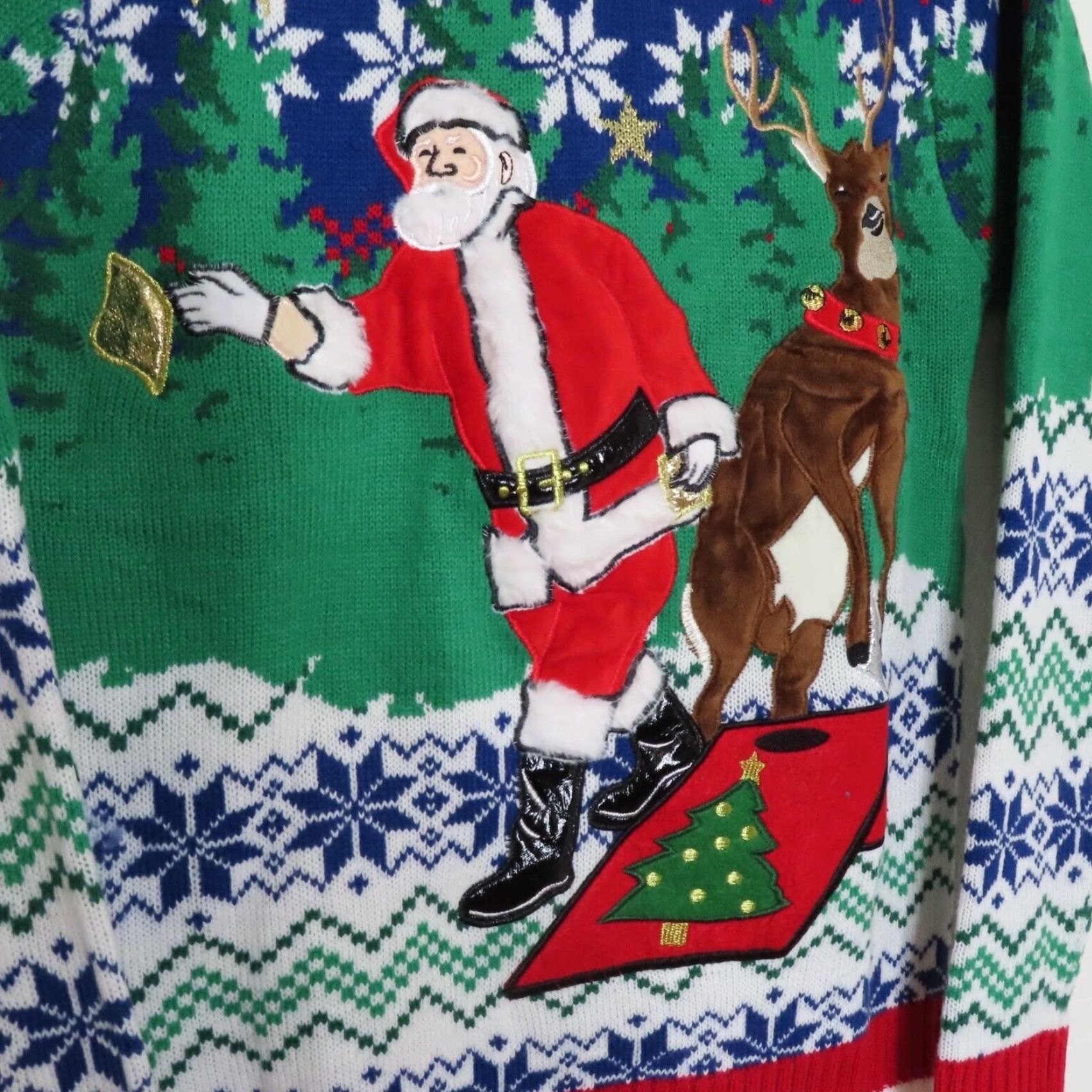 Vintage Mens Small Santa Claus Reindeer Christmas Knit Sweater Pullover Ugly Game Day Gift Boys Womens? Size US S / EU 44-46 / 1 - 3 Thumbnail