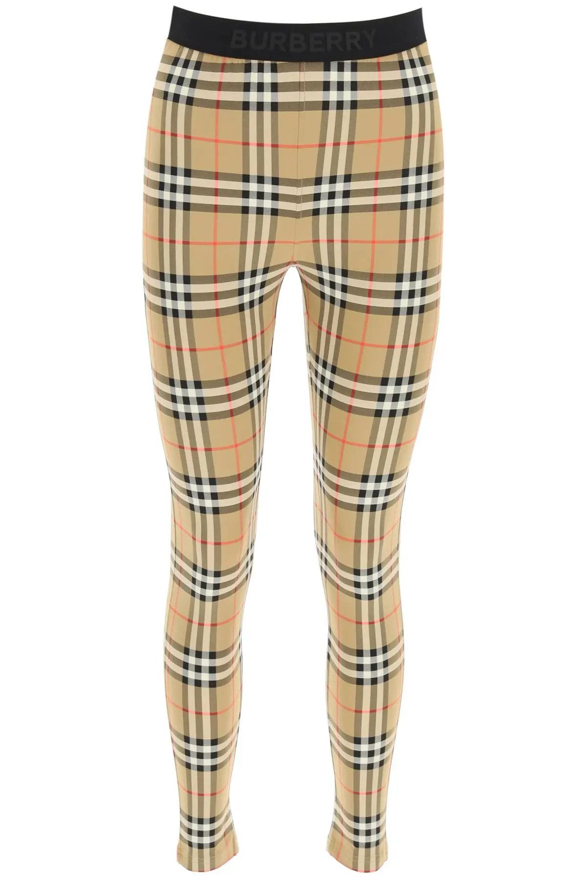 image of Burberry O1S22I1N1223 Vintage Check Belvoir Leggins Beige Black Red, Women's (Size 28)