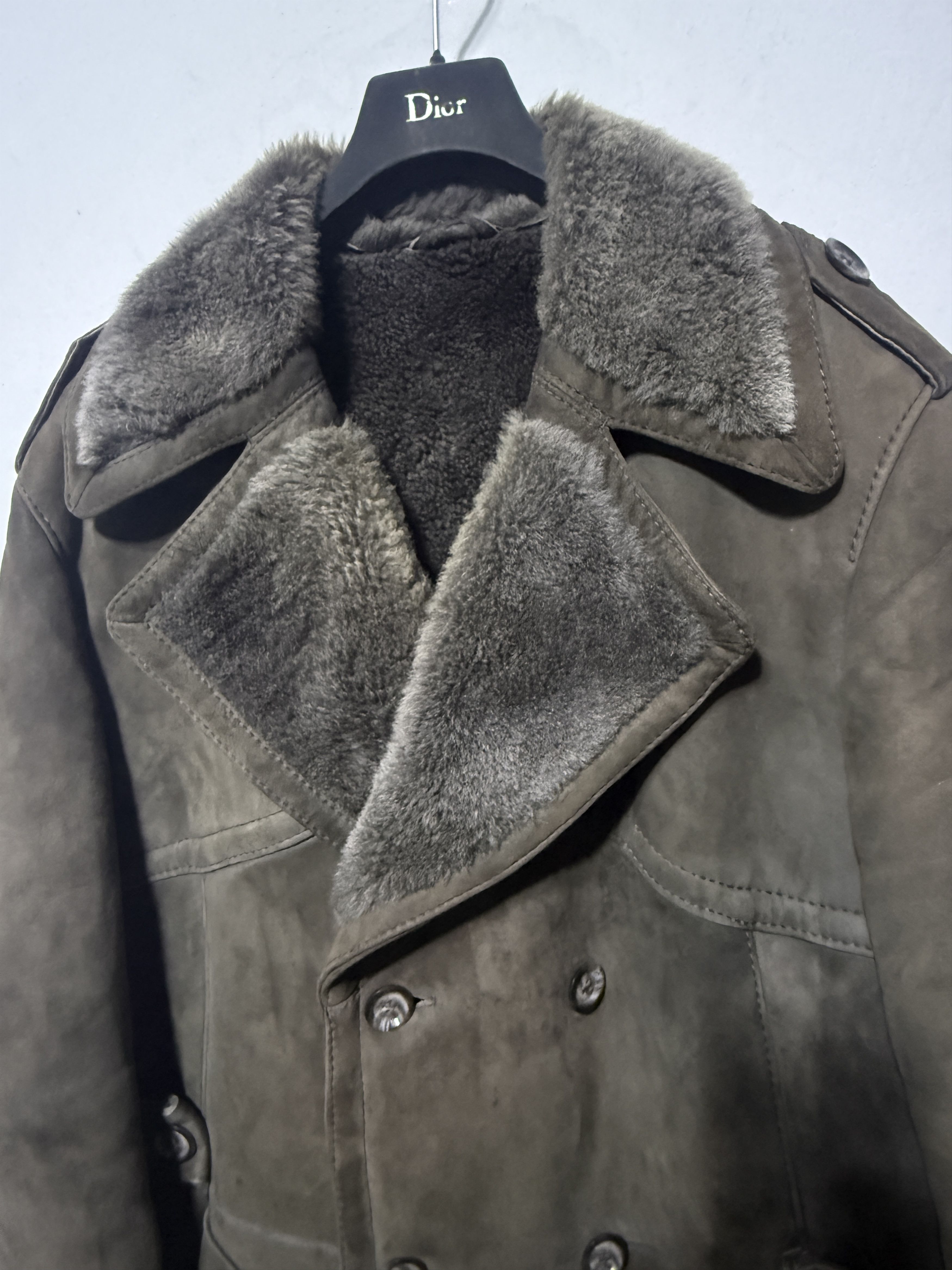 Vintage Armi Military green double breasted shearling coat suede M Size US M / EU 48-50 / 2 - 4 Thumbnail