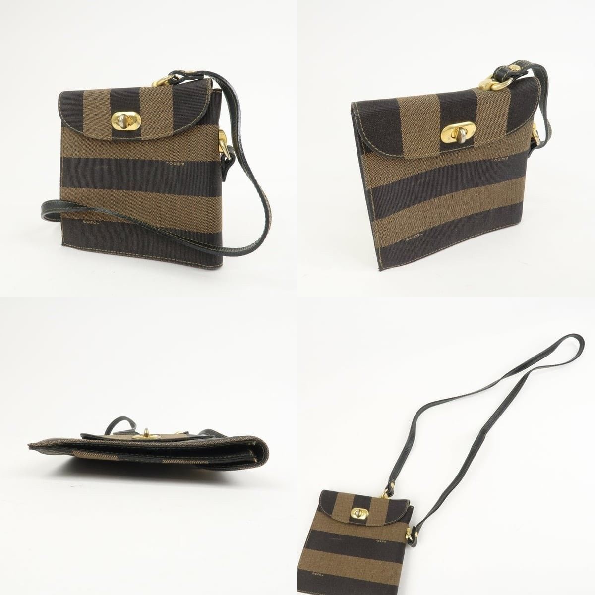 Fendi Fendi Pequin Canvas Crossbody Bag Brown Size ONE SIZE - 3 Thumbnail