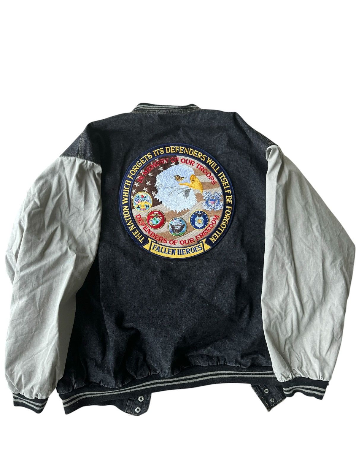Vintage John Lauren Bomber With Leather Sleeves Size US XL / EU 56 / 4 - 2 Thumbnail
