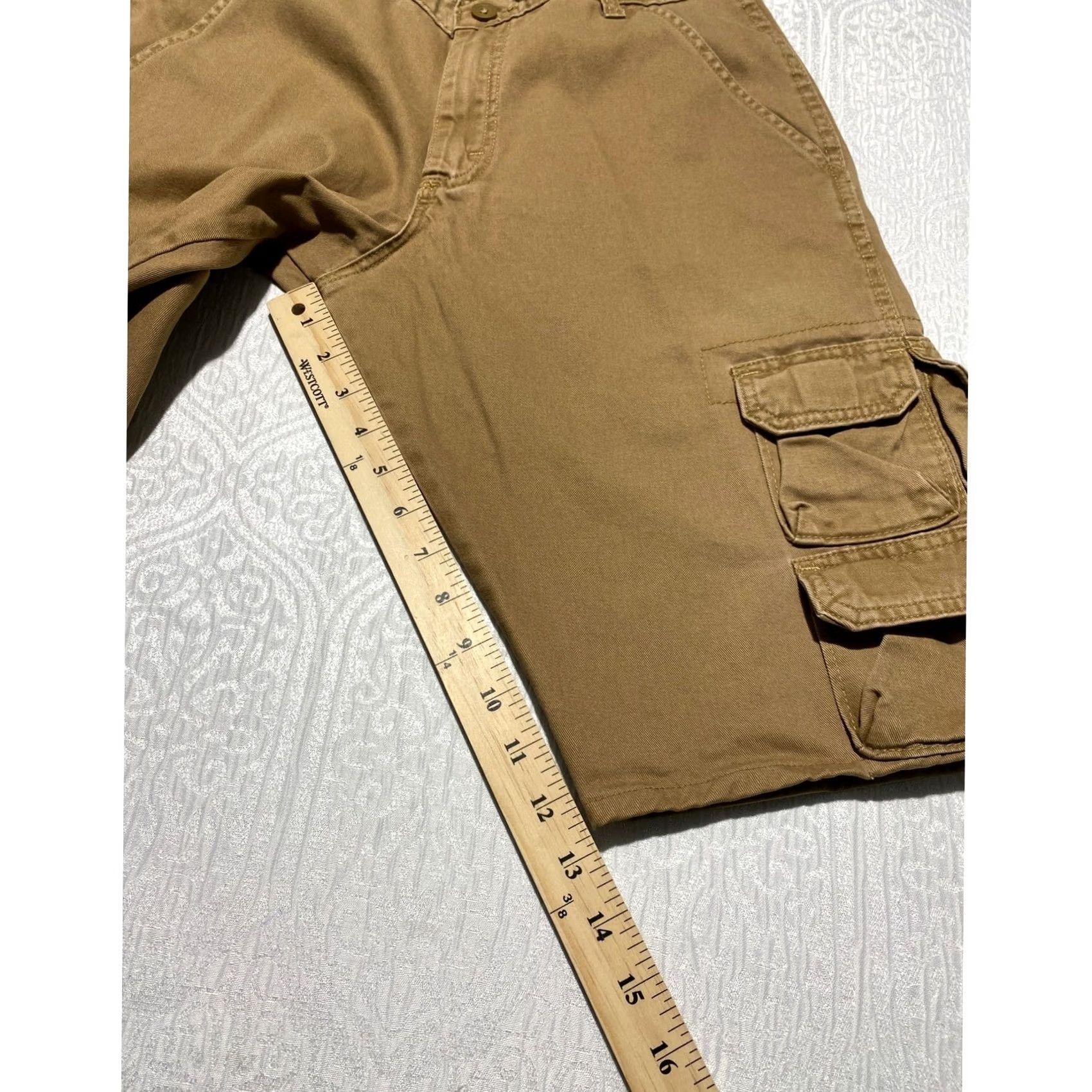Wrangler Wrangler Cargo Shorts Mens Brown Cotton Twill 32 Regular 6-Pocket Utility Workwear Button Closure Tan Size US 32 / EU 48 - 6 Thumbnail