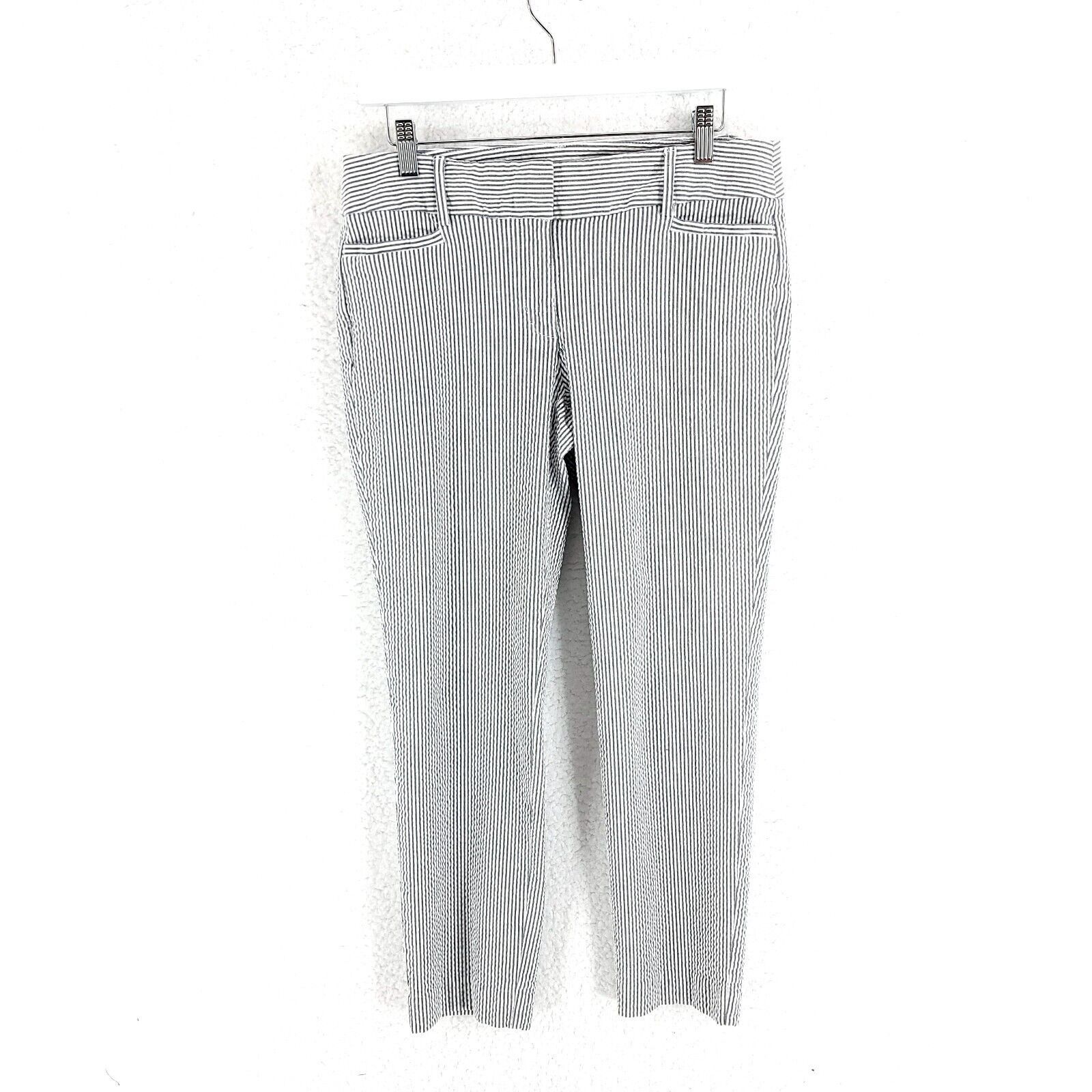 Ann Taylor Ann Taylor Loft Original Ankle Pant Gray White Striped Low R Size 32" / US 10 / IT 46 - 1 Thumbnail