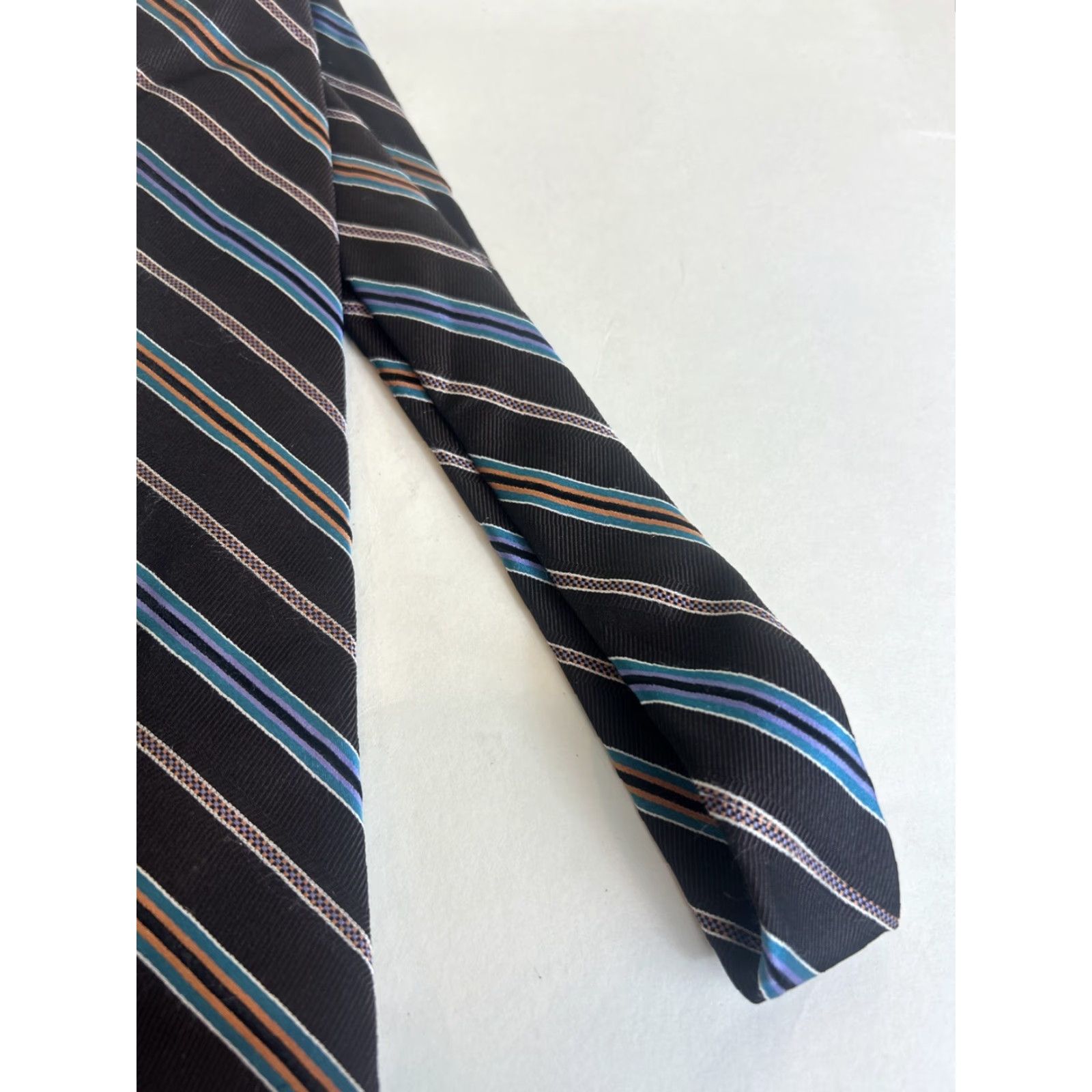 Vintage VINTAGE Dion Signature Striped Brown Necktie Polyester Tie Men 70s Size ONE SIZE - 4 Thumbnail