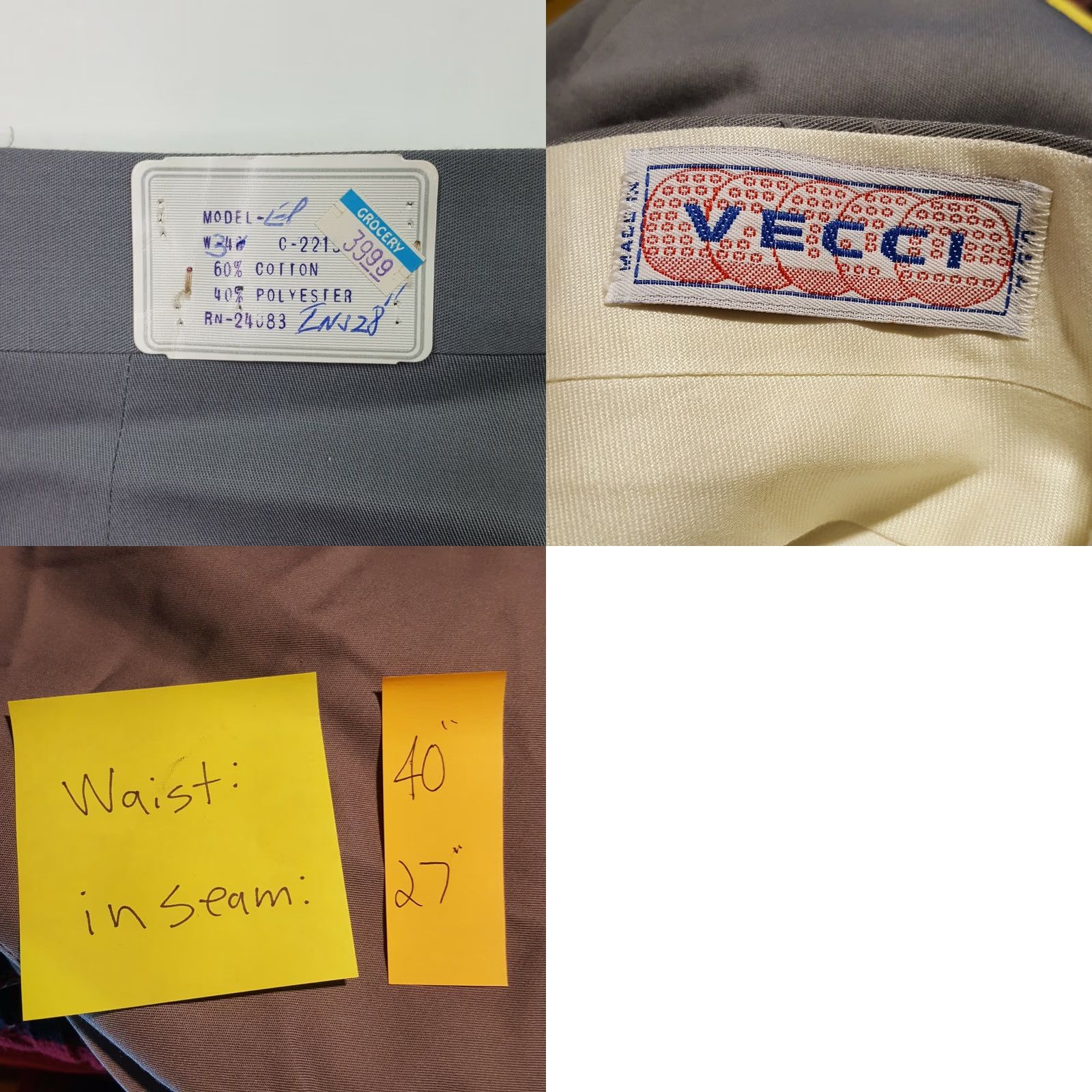 Vintage VINTAGE Vecci Golf Pants Gray Pleated Straight Leg 40x27 Mens Pants Regular Size 40x27 Gray 80s Retro Sports Size US 40 / EU 56 - 8 Thumbnail
