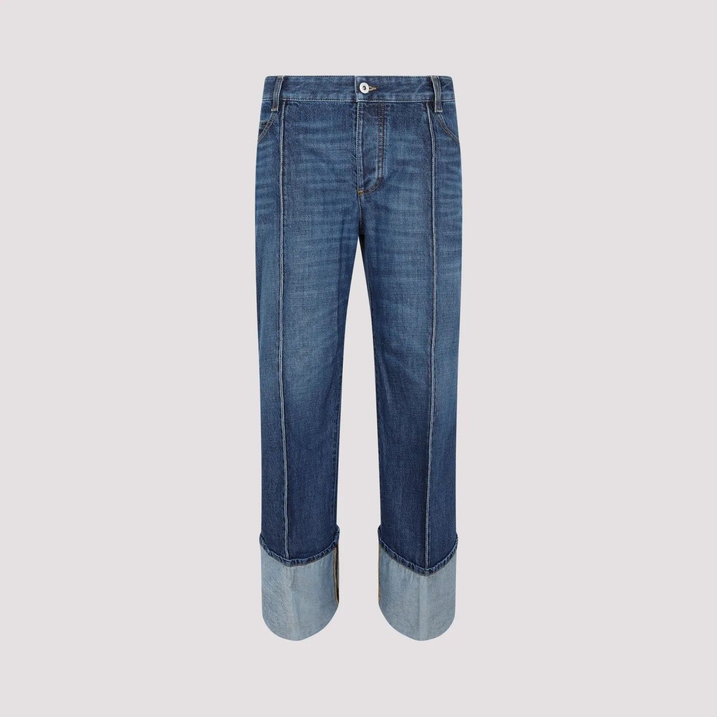 Bottega Veneta o1n1vont1225 Curved Shape Denim Jeans in Blue Size 30" / US 8 / IT 44 - 1 Thumbnail