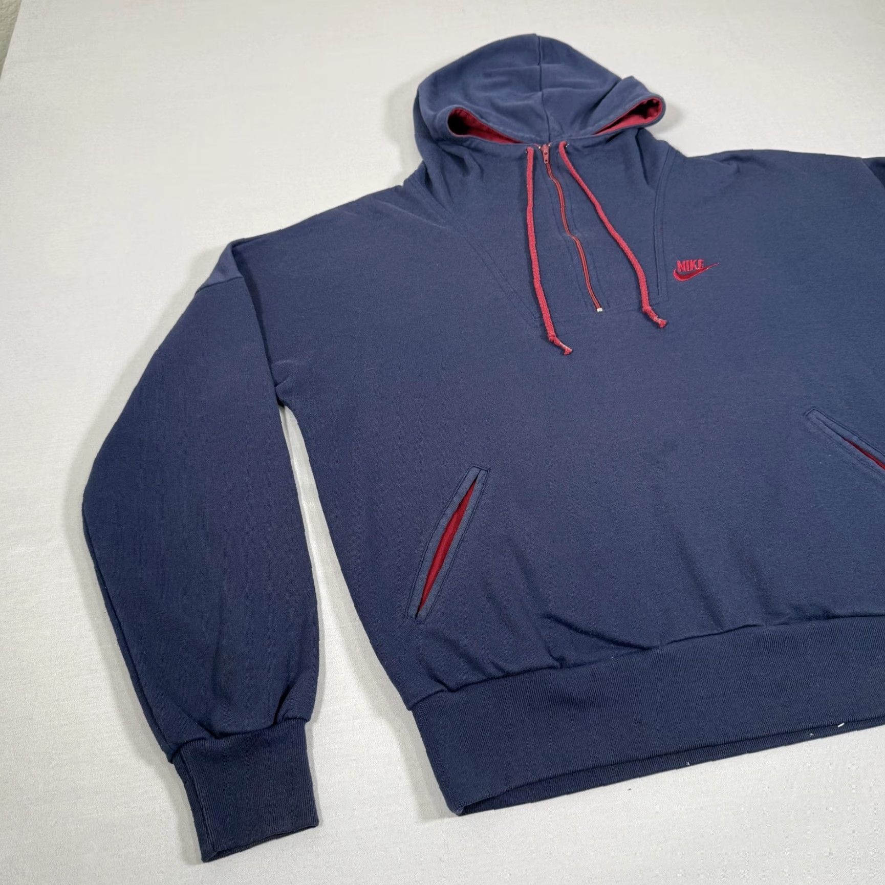 Nike Vintage Nike Hoodie Mens Large Blue 1/4 Zip Fleece Sweater Pullover 80s Gym USA Size US L / EU 52-54 / 3 - 5 Thumbnail