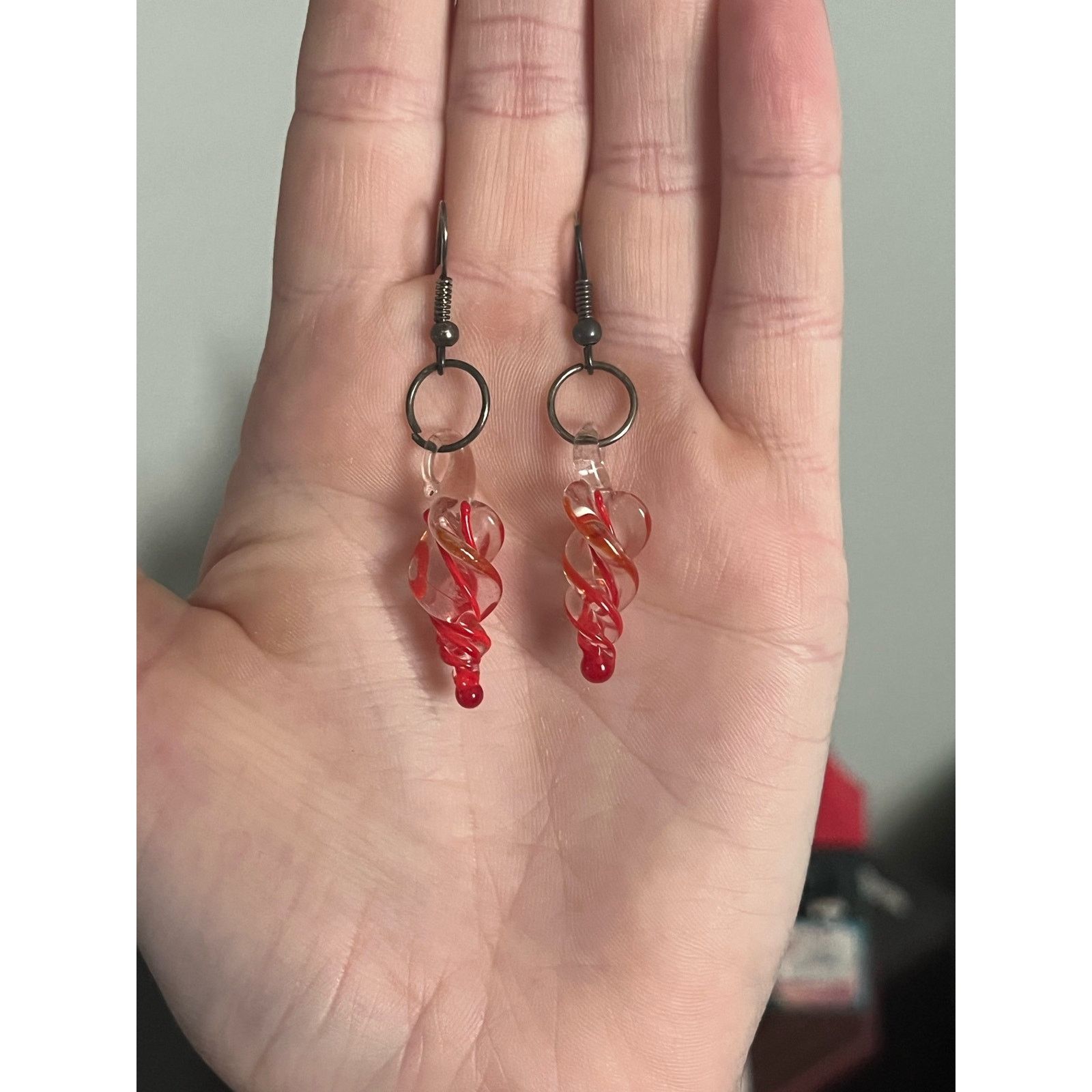 Handmade Blown Glass Twisty Spiral Earrings Size ONE SIZE - 3 Thumbnail