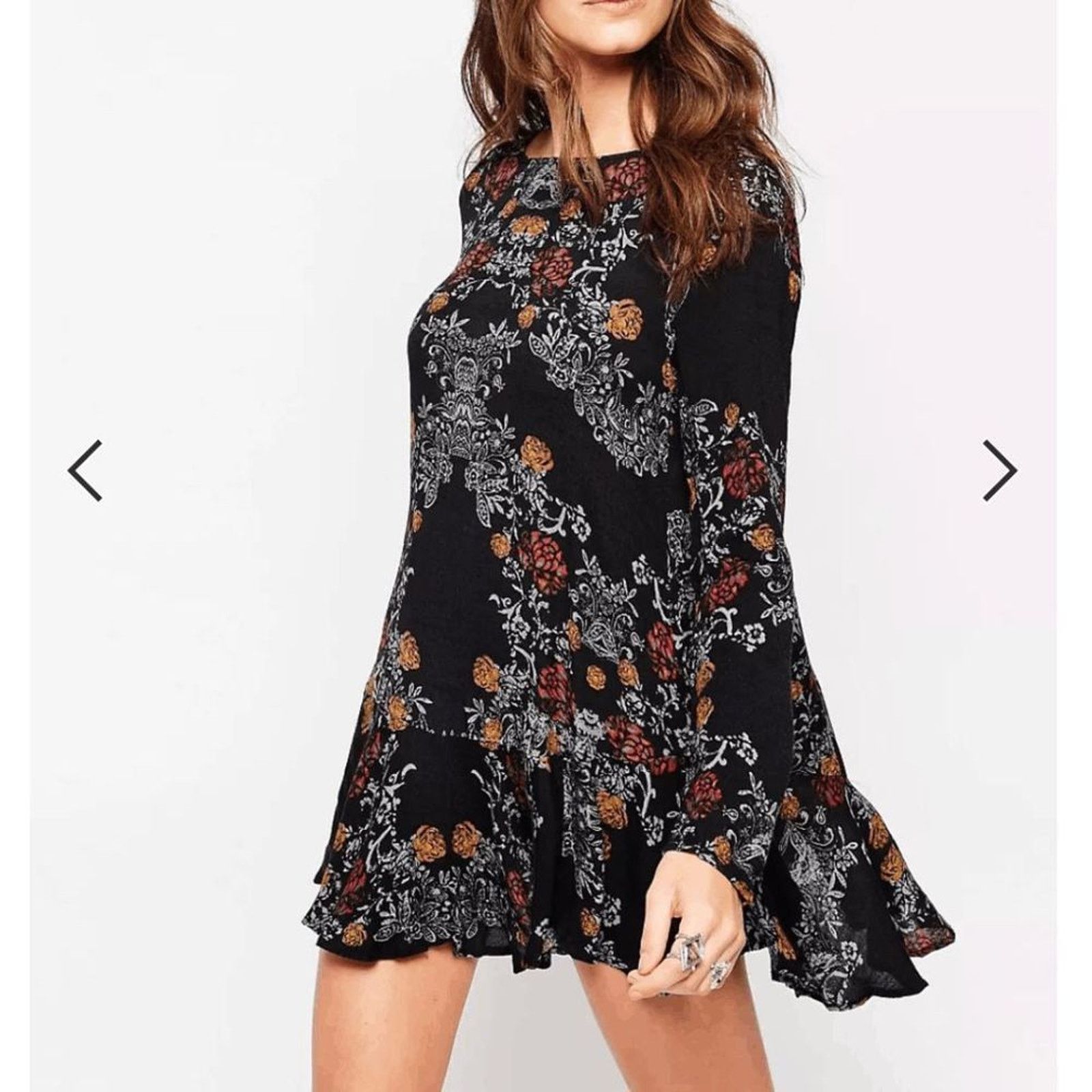 Free People Free People Smooth Talker Tunic Dress Black Floral, Small Size S / US 4 / IT 40 - 1 Thumbnail