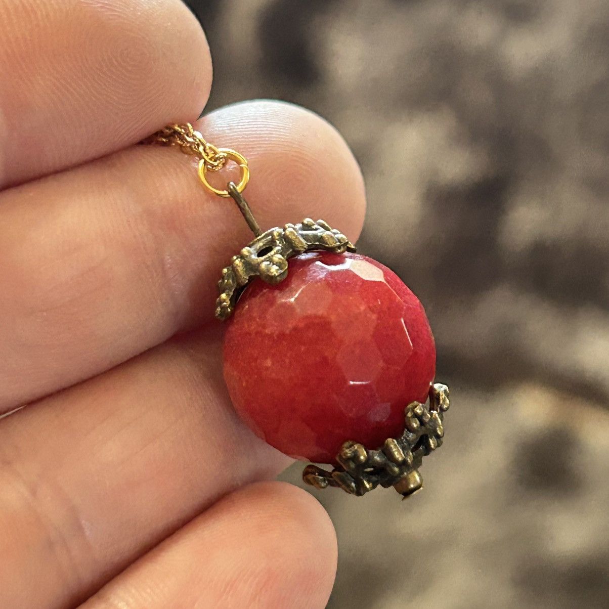 Vintage Vintage faceted bell capped carnelian agate pendant necklace Size ONE SIZE - 8 Thumbnail
