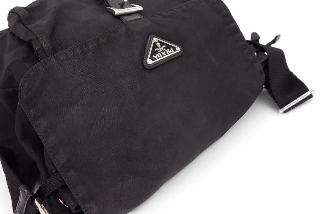 Prada - nylon black shoulder bag vintage archive leather