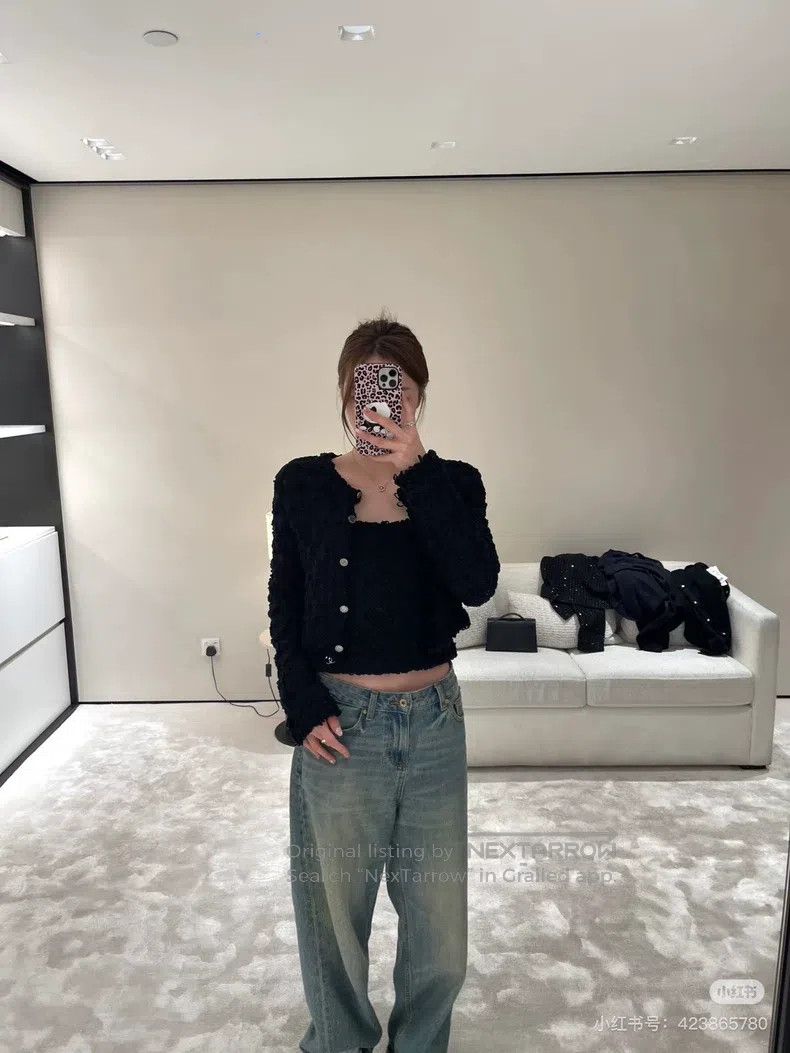 Chanel Chanel 25P black three-dimensional crochet woven suspender Size XS / US 0-2 / IT 36-38 - 8 Thumbnail