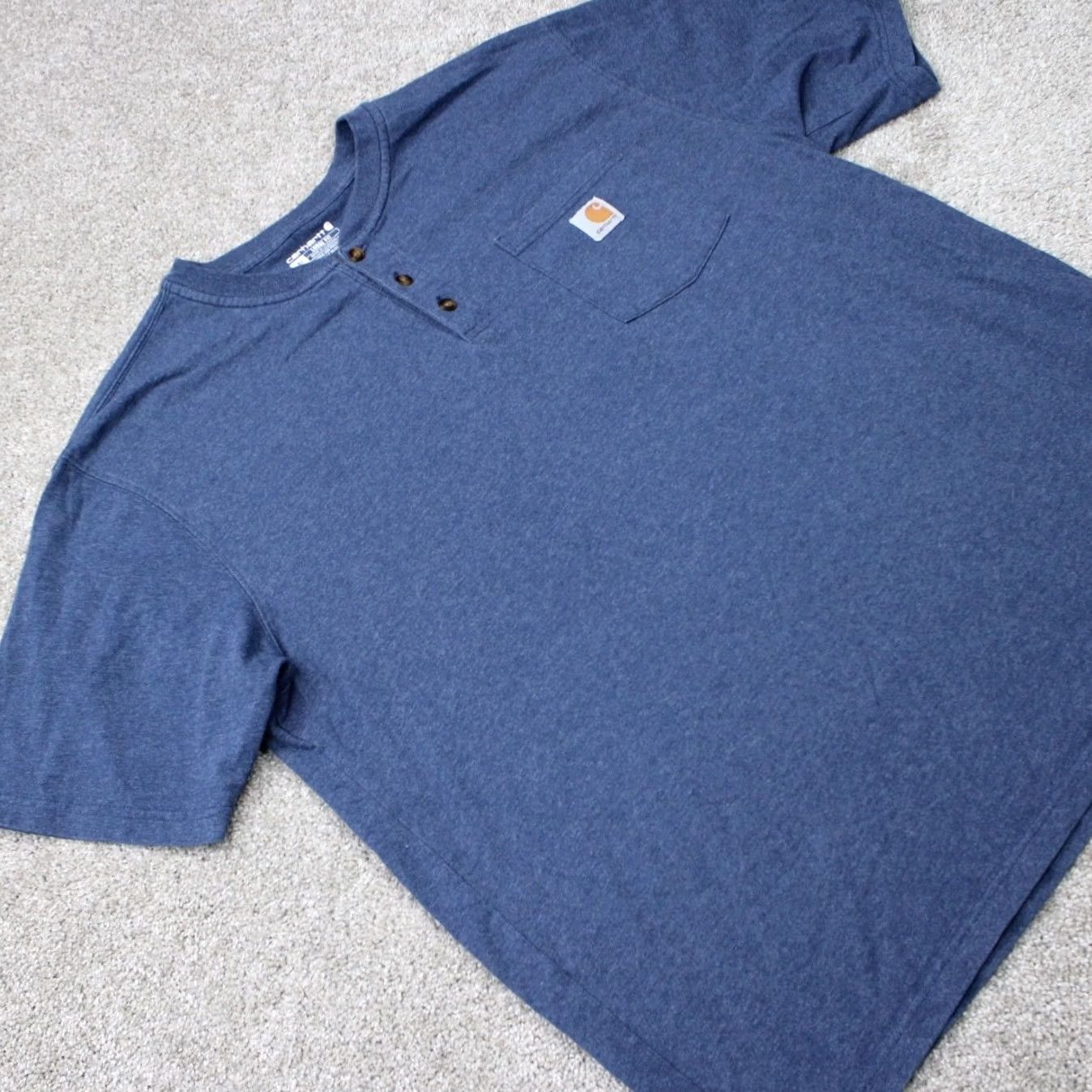 Carhartt Carhartt Henley Shirt Mens XL Blue Short Sleeve Cotton/Polyester Crew Neck T-Shirt Size US XL / EU 56 / 4 - 6 Thumbnail