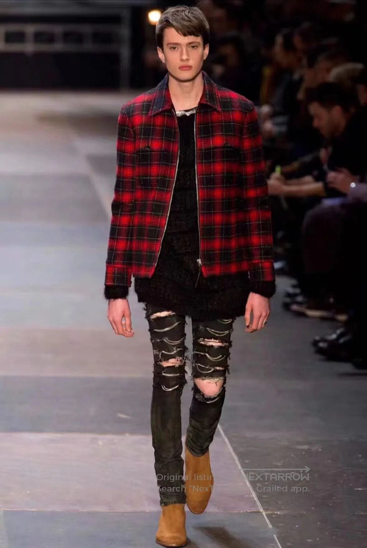 Saint Laurent Paris Saint Laurent 13FW Red Plaid Zip Jacket. Size US L / EU 52-54 / 3 - 8 Thumbnail