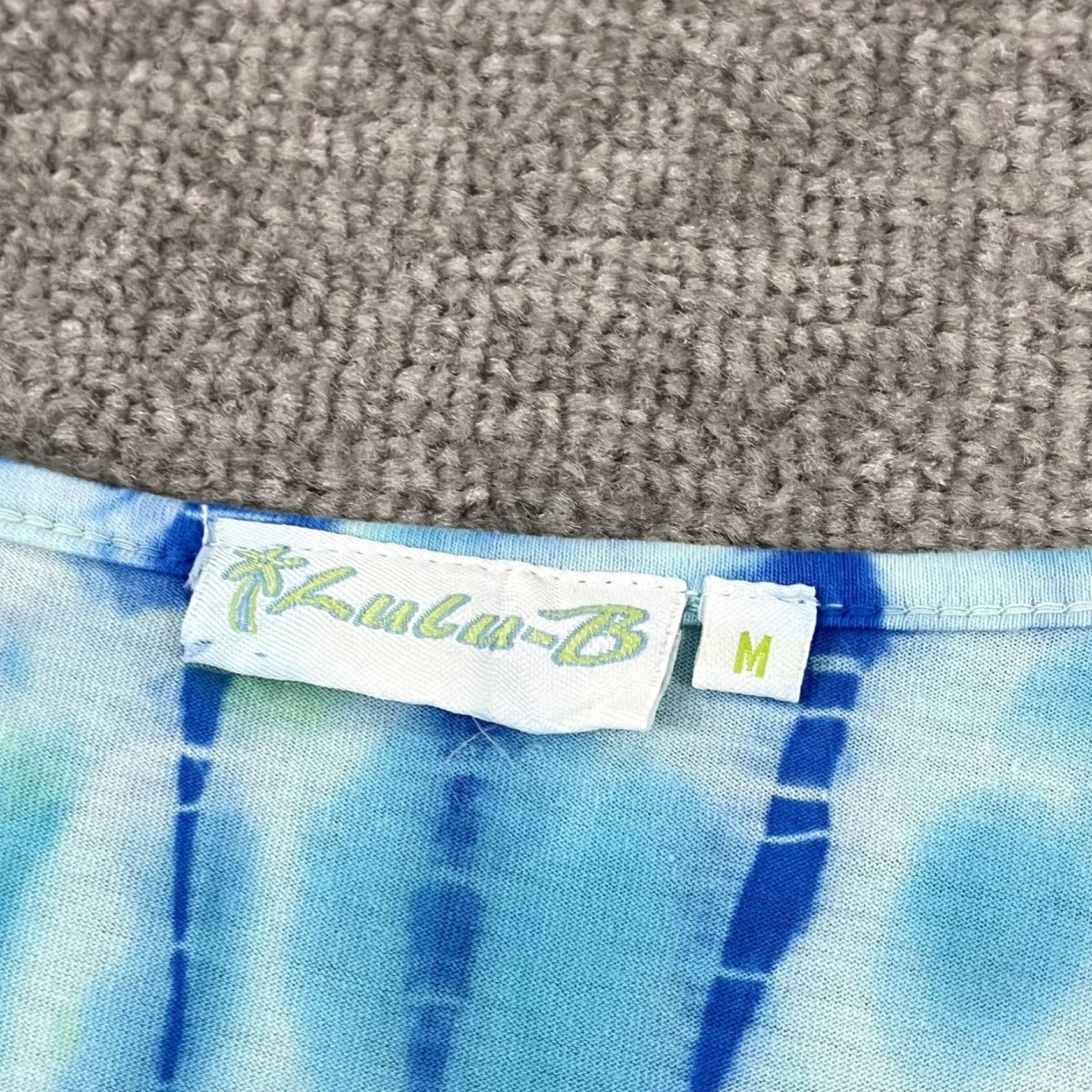 Vintage LULU-B Blouse Womens Medium Blue Green White Tie Dye Tunic Top Round Neck Preppy Size M / US 6-8 / IT 42-44 - 2 Thumbnail