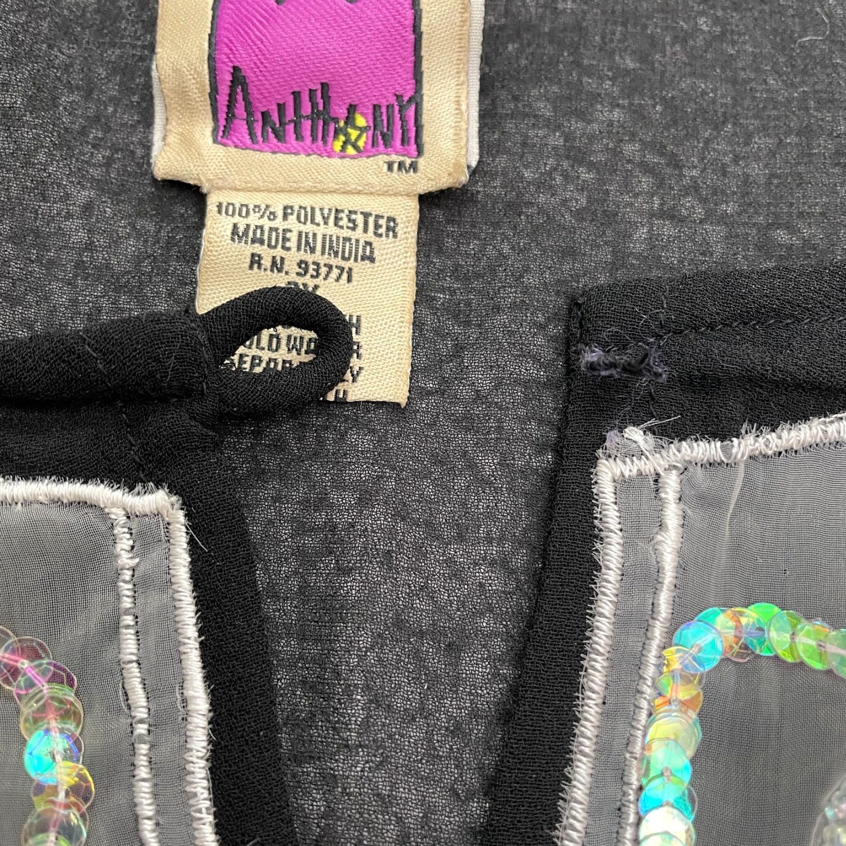 Vintage VINTAGE Anthony Blouse Women 3X Black Long Sleeve Chiffon Henley Beaded Shirt Size XXL / US 16-18 / IT 52-54 - 6 Thumbnail