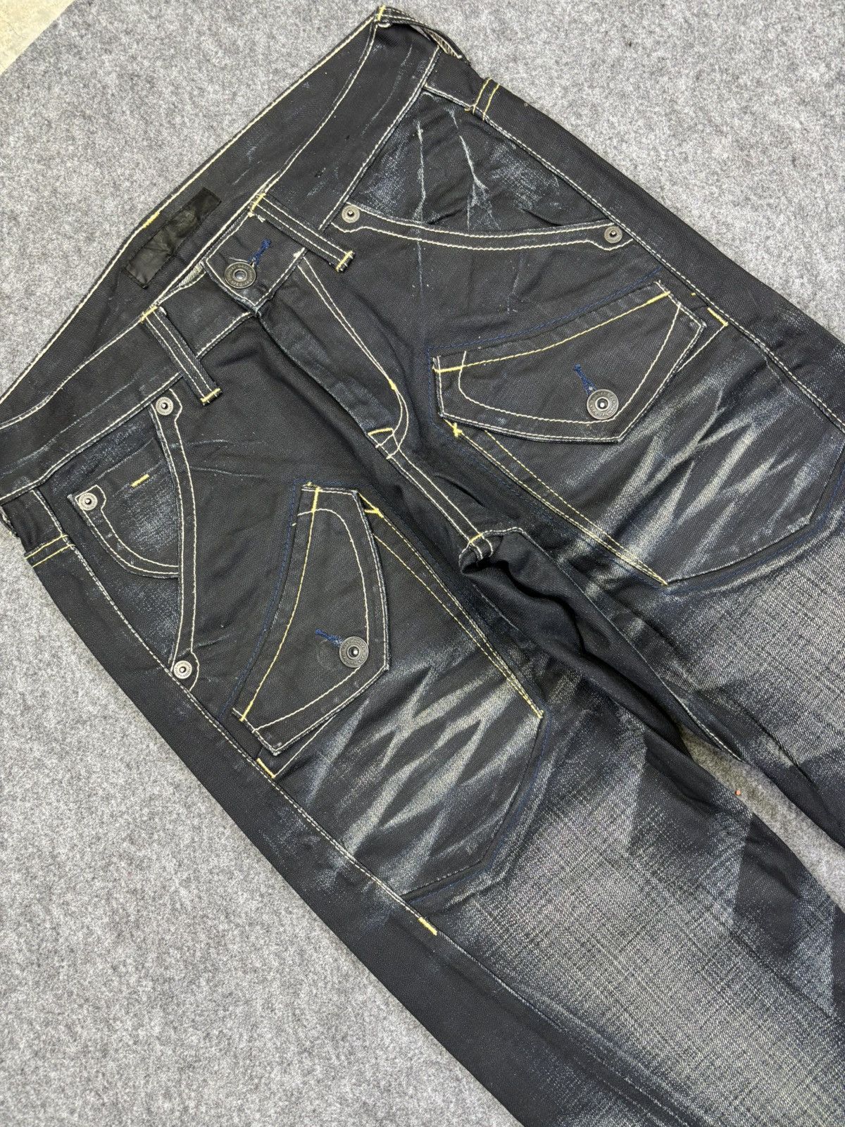 Japanese Brand 💥Sick Back Number Multipockets Indigo Stone Wash Denim F718 Size US 32 / EU 48 - 10 Thumbnail