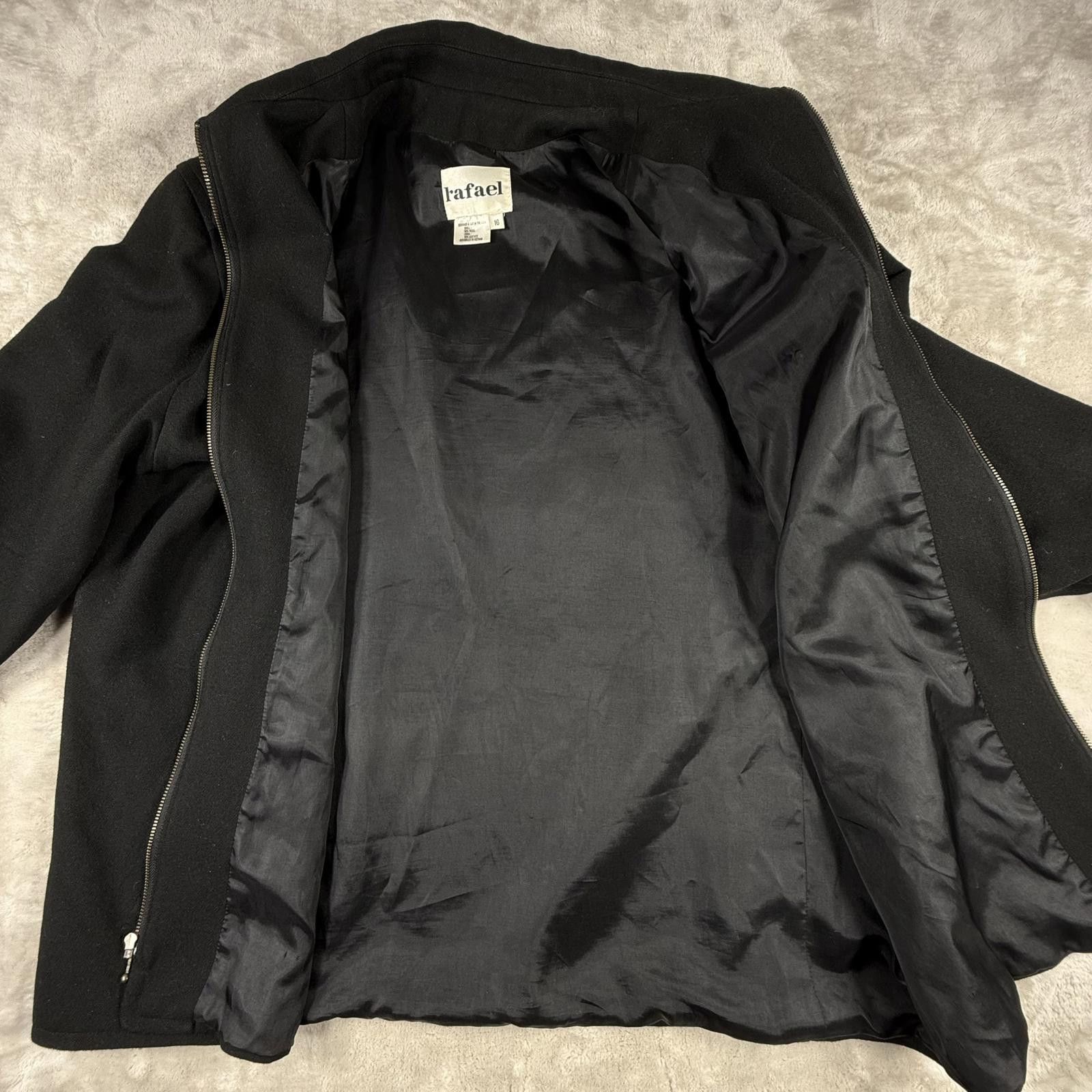 Other Rafael Jacket Women's 16 Black 100% Wool Full Zip Size US L / EU 52-54 / 3 - 5 Thumbnail