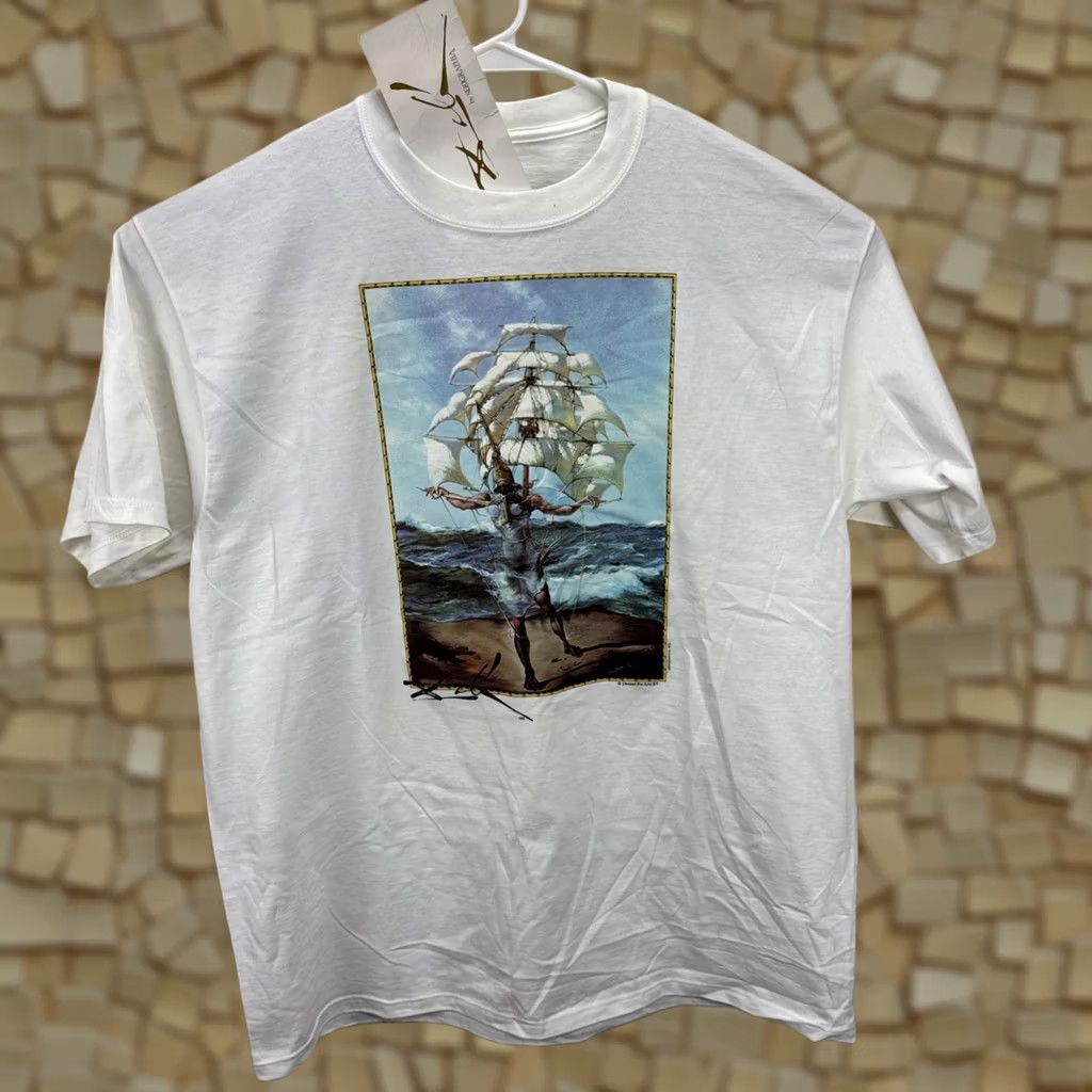 Jerzees Vintage Salvador Dali The Ship T Shirt XL Men White Graphic 1990s Surreal Deadstock Rare Early Jerzees Shirt Size US XL / EU 56 / 4 - 1 Thumbnail
