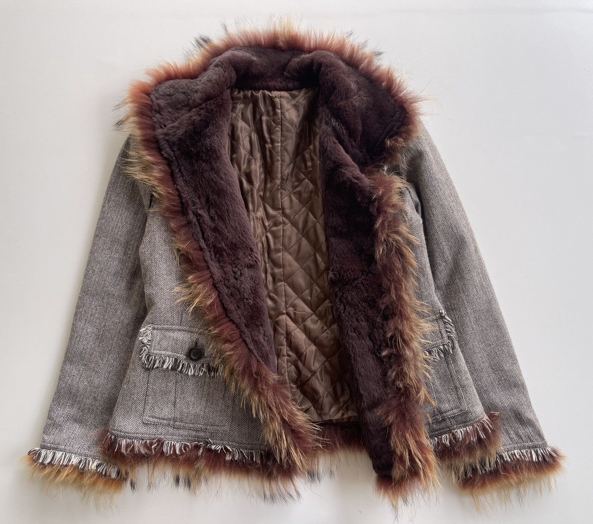 Japanese Brand Vintage St.Almeida Real Rabbit Fur Raccoon Luxury Coat Size M / US 6-8 / IT 42-44 - 8 Thumbnail