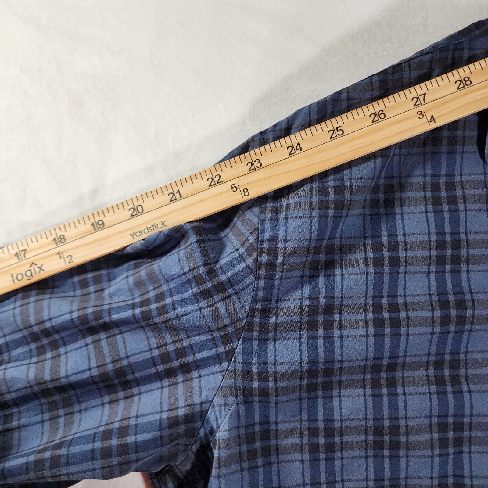 BUGATCHI Bugatchi Uomo Shaped Fit Shirt LG Blue Plaid Flip Cuff Blue Size US L / EU 52-54 / 3 - 9 Thumbnail