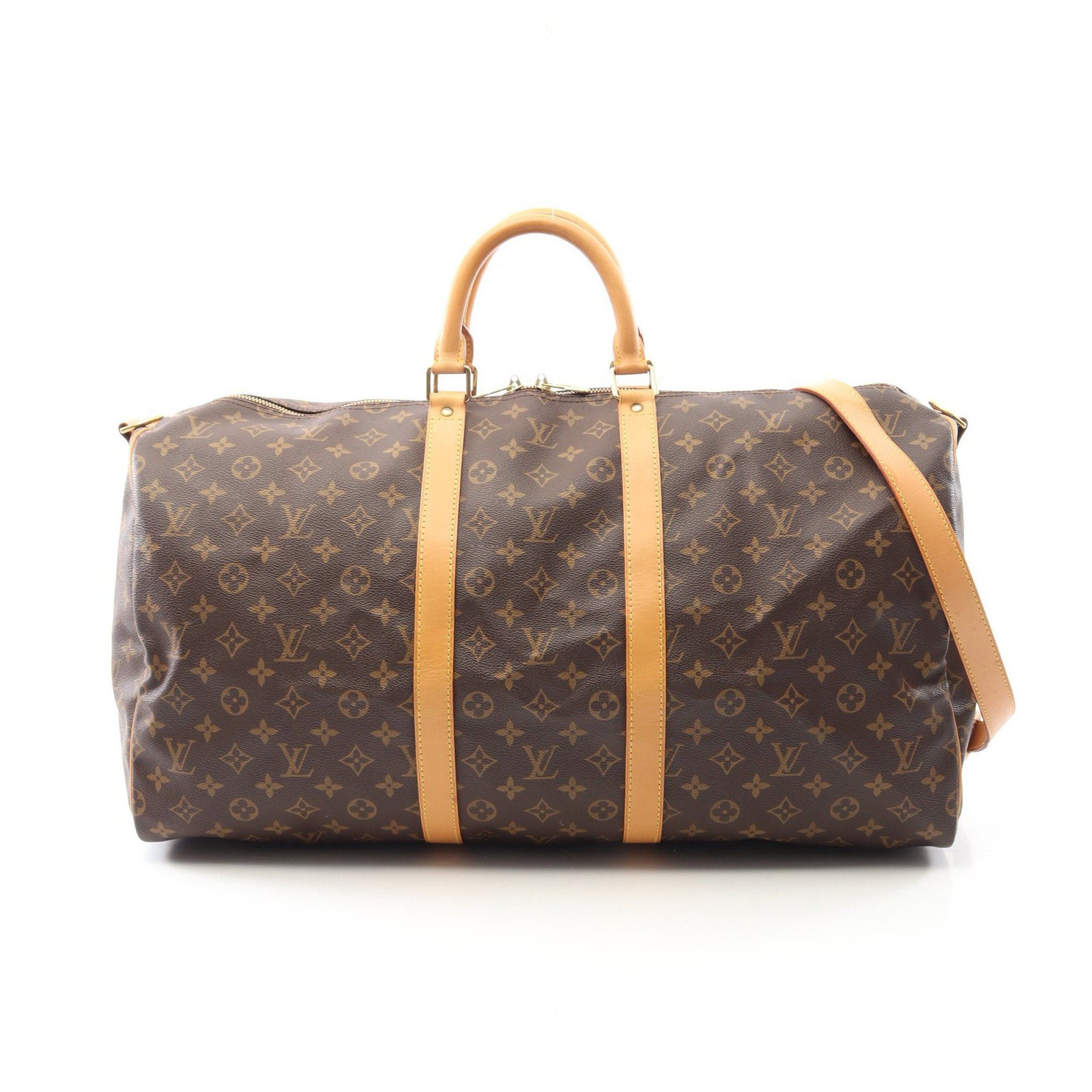 Louis Vuitton Louis Vuitton Keepall 55 Monogram Boston Bag Leather Brown Size ONE SIZE - 1 Thumbnail