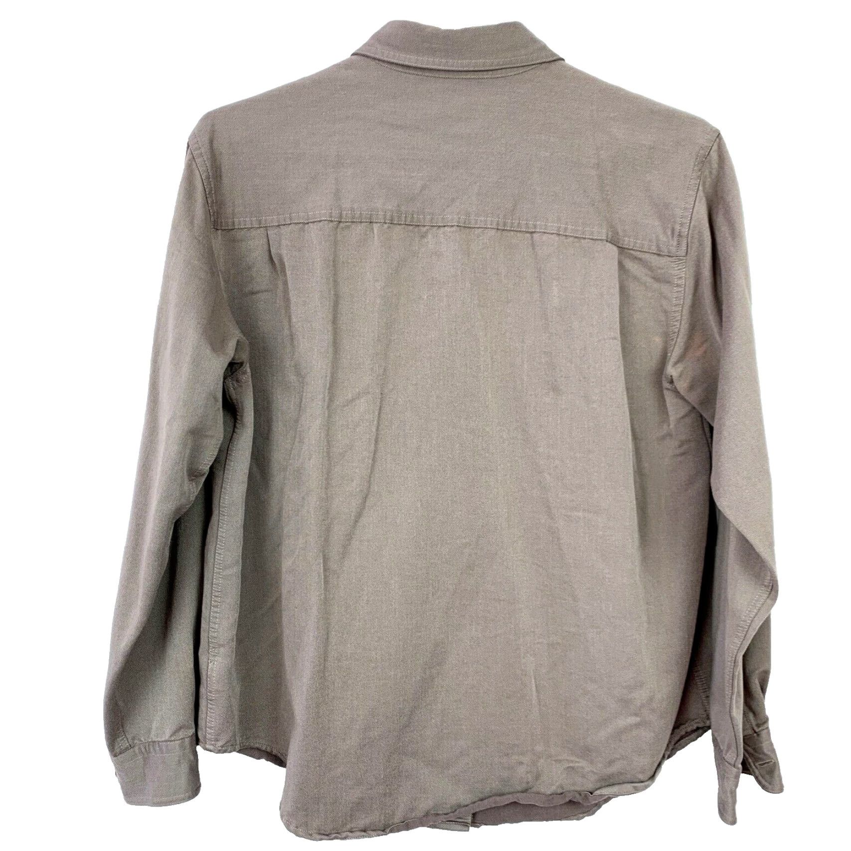 Vintage VINTAGE St. John's Bay Button-Up Shirt Womens Petite Medium Brown 90s Cotton Blend Solid Long Sleeve Collared N/A Size M / US 6-8 / IT 42-44 - 3 Thumbnail