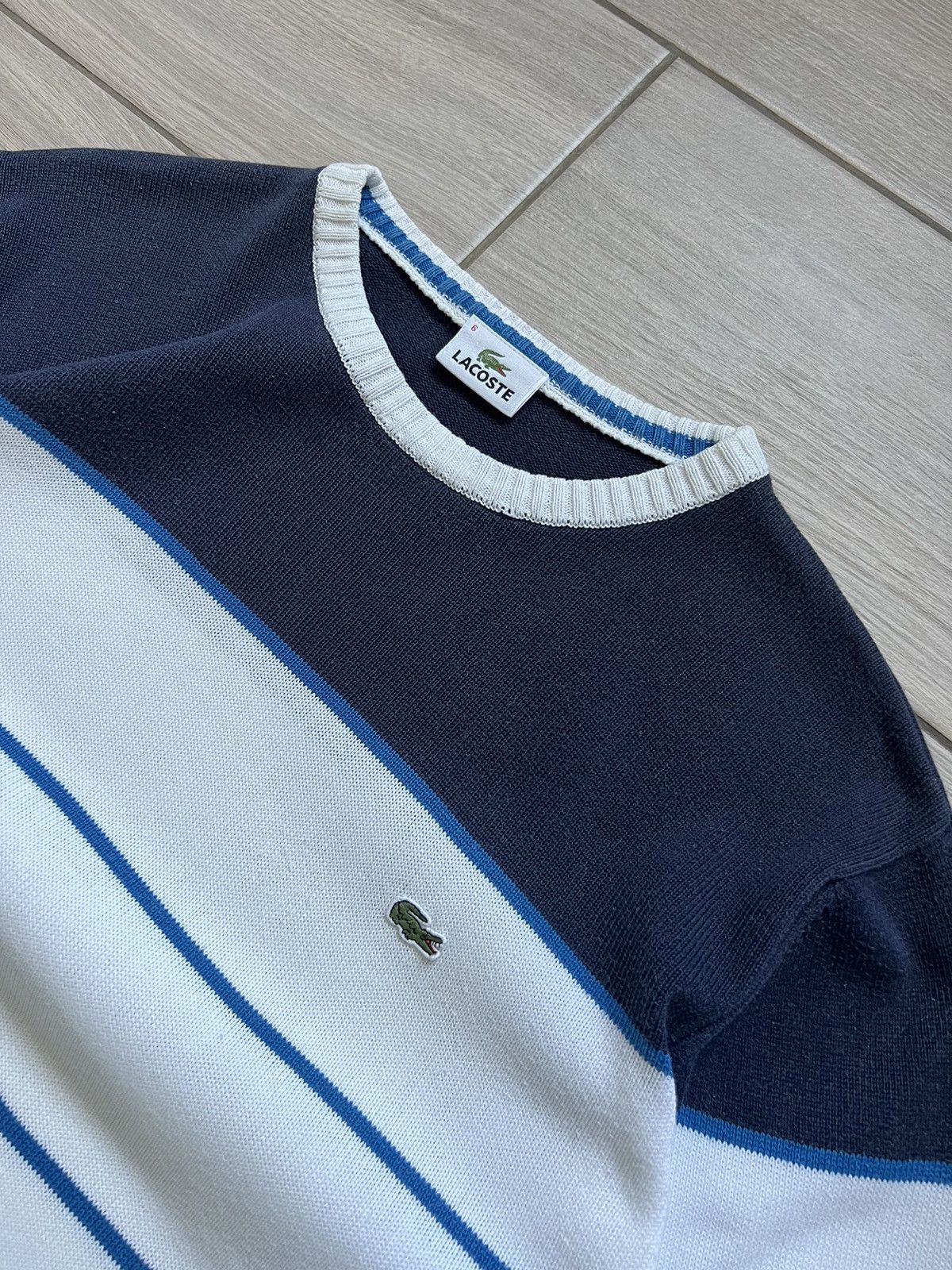 Lacoste Vintage Lacoste Sweater Striped Knit Baggy 90s France 🇫🇷 Size US XL / EU 56 / 4 - 7 Thumbnail