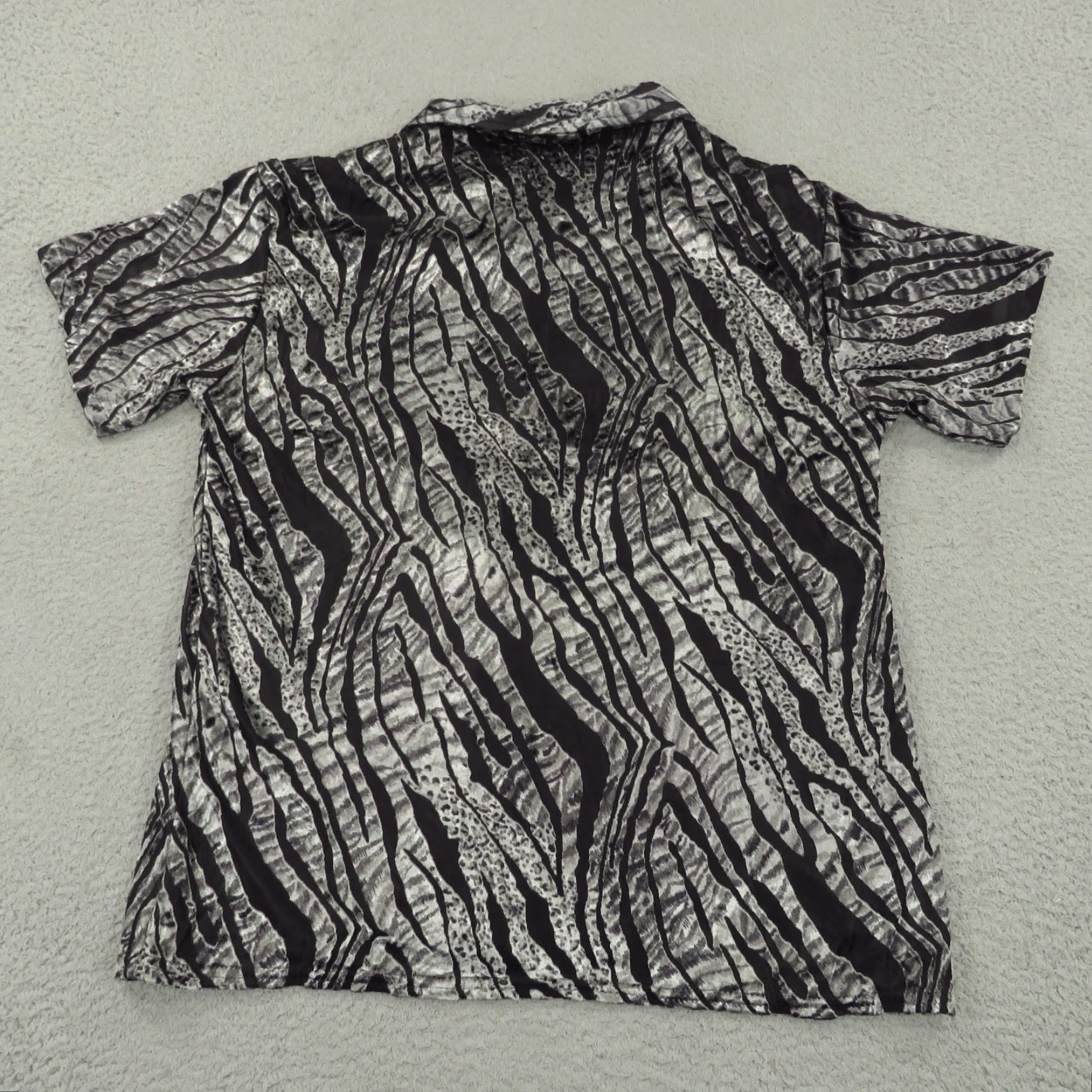 Vintage VINTAGE Positano Shirt Mens XL Silver Black Tiger Stripe Disco Club Raver EDM USA Size US XL / EU 56 / 4 - 7 Thumbnail