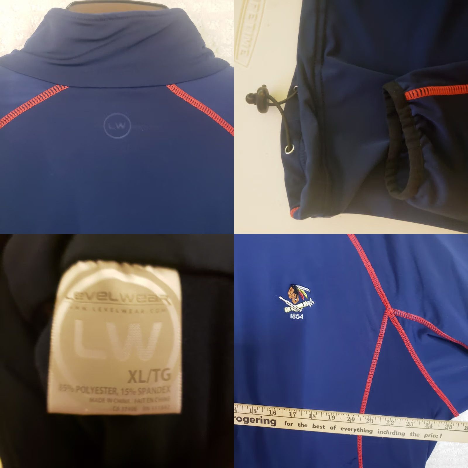 Vintage Levelwear Performance 1/2 Zip Golf Top Mens XL Blue Wissahickon Philadelphia Cricket Club Logo Pullover Jacket Knit Polyester Spandex Size US XL / EU 56 / 4 - 9 Thumbnail