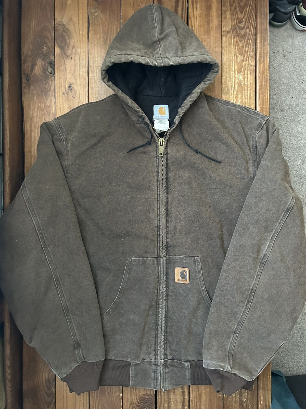 Carhartt × Vintage Vintage 90s Carhartt USA Brown Faded Hooded Work Jacket Size US XL / EU 56 / 4 - 1 Thumbnail