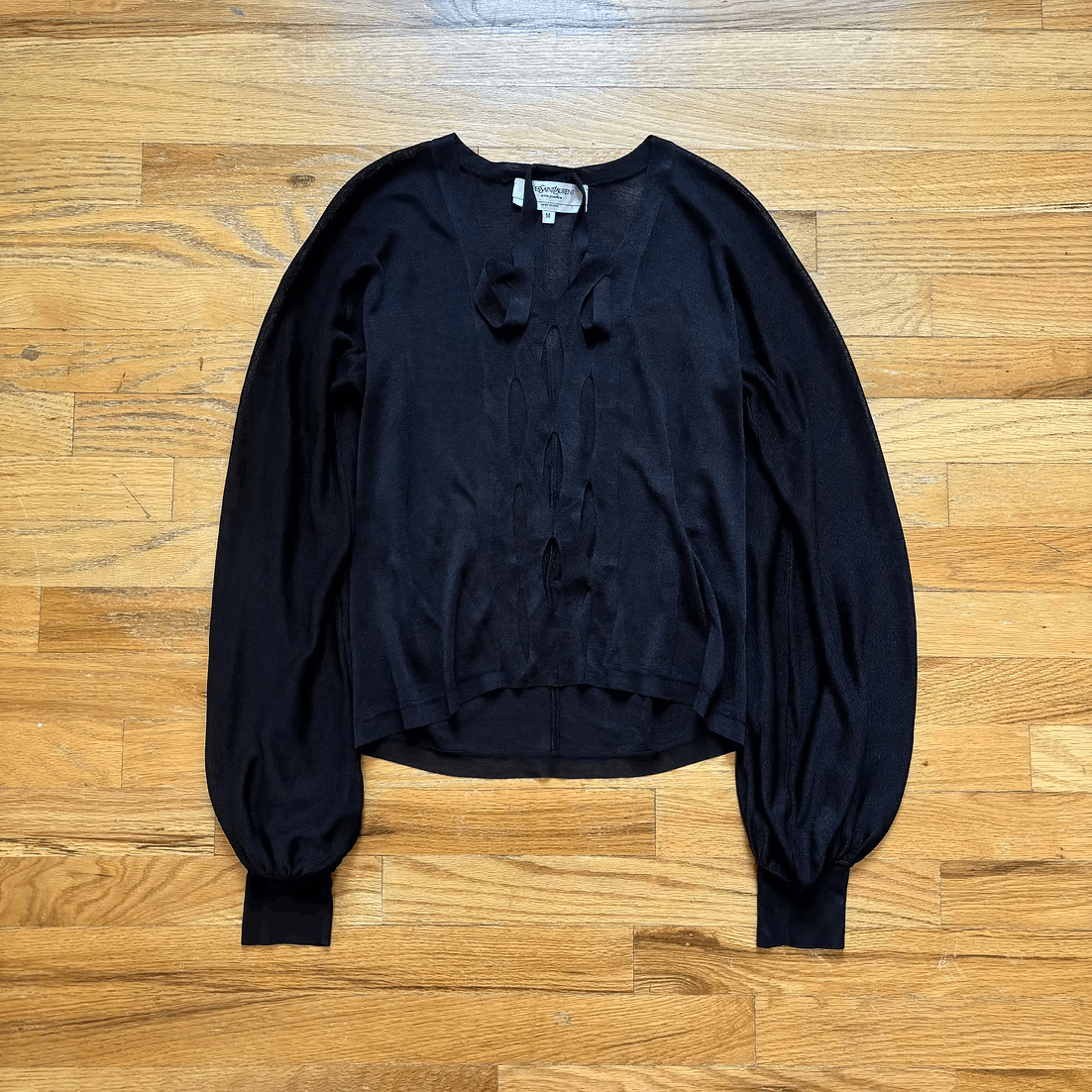 Tom Ford × Yves Saint Laurent c. 2002 Cutout Balloon Sleeve Top Size M / US 6-8 / IT 42-44 - 1 Thumbnail