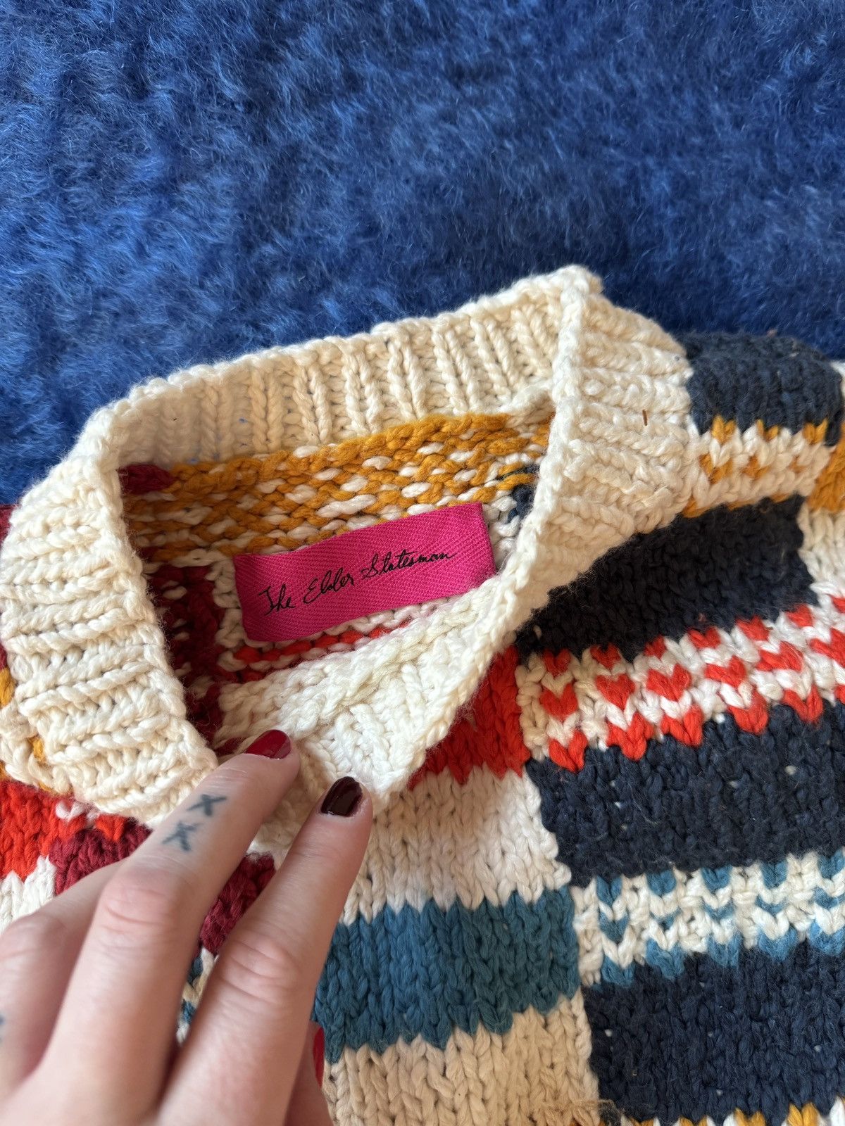 The Elder Statesman The Elder Statesman Checker Colorblock Sweater Size S / US 4 / IT 40 - 2 Thumbnail