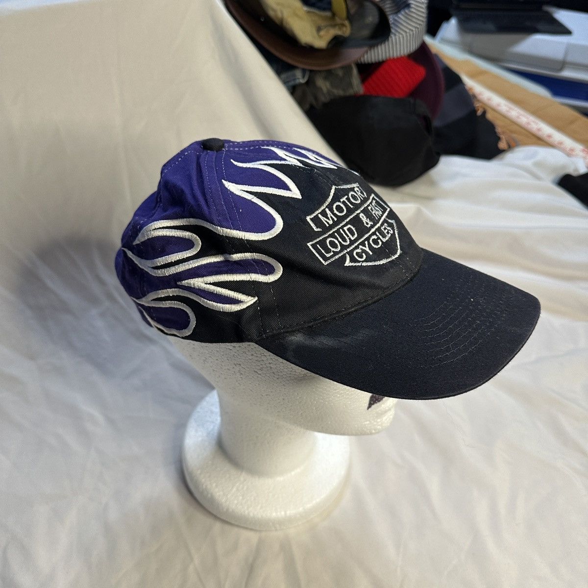 Harley Davidson Vintage Y2K Harley Davidson purple flames hat Size ONE SIZE - 2 Thumbnail