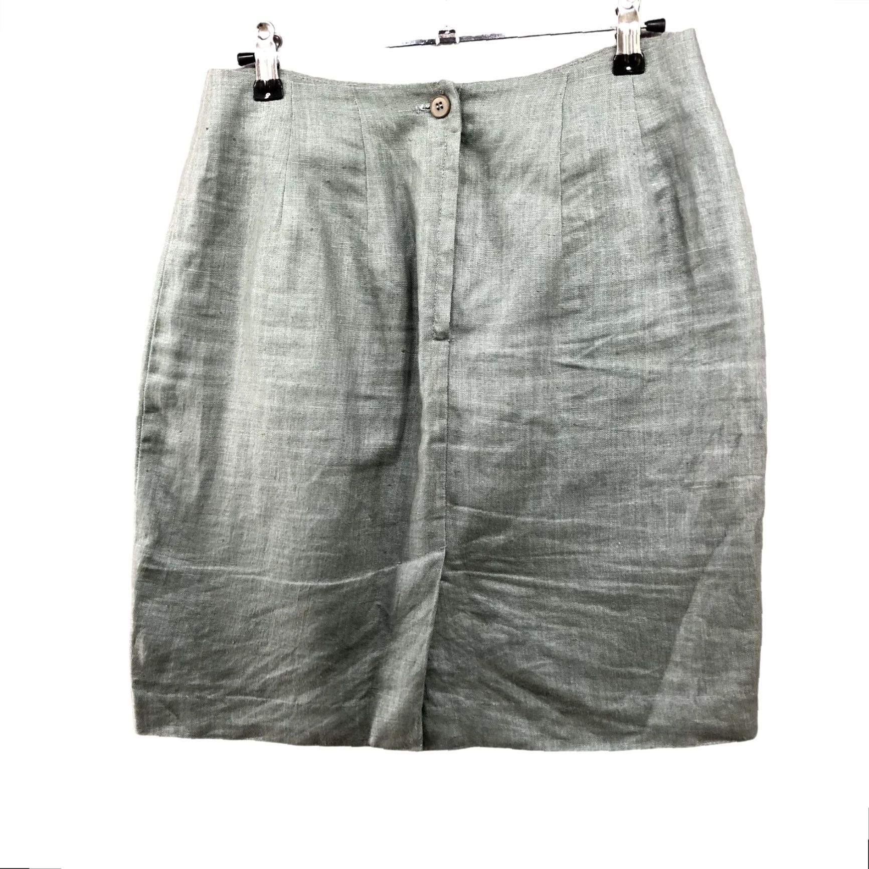 Vintage VINTAGE Pencil Skirt Size 27'' Waist 100% Linen Sage Green Career Formal Woman Skirt Knee Length Green Mens? Girls? Size 27" / US 4 / IT 40 - 2 Thumbnail