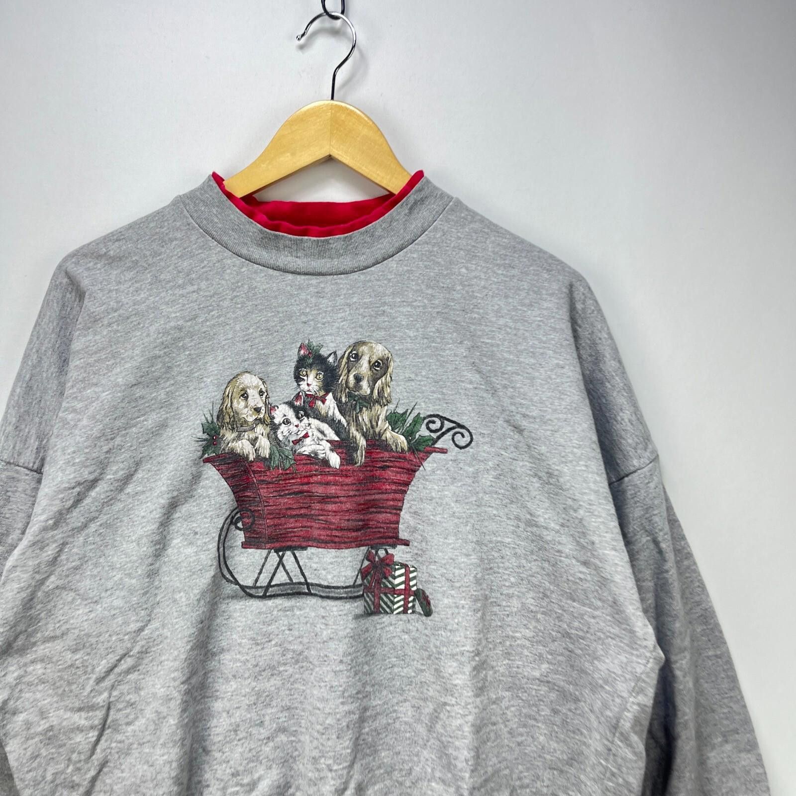 Vintage Vintage 90s Dog Cat Animal Nature Christmas Sweatshirt Large Size US XL / EU 56 / 4 - 3 Thumbnail