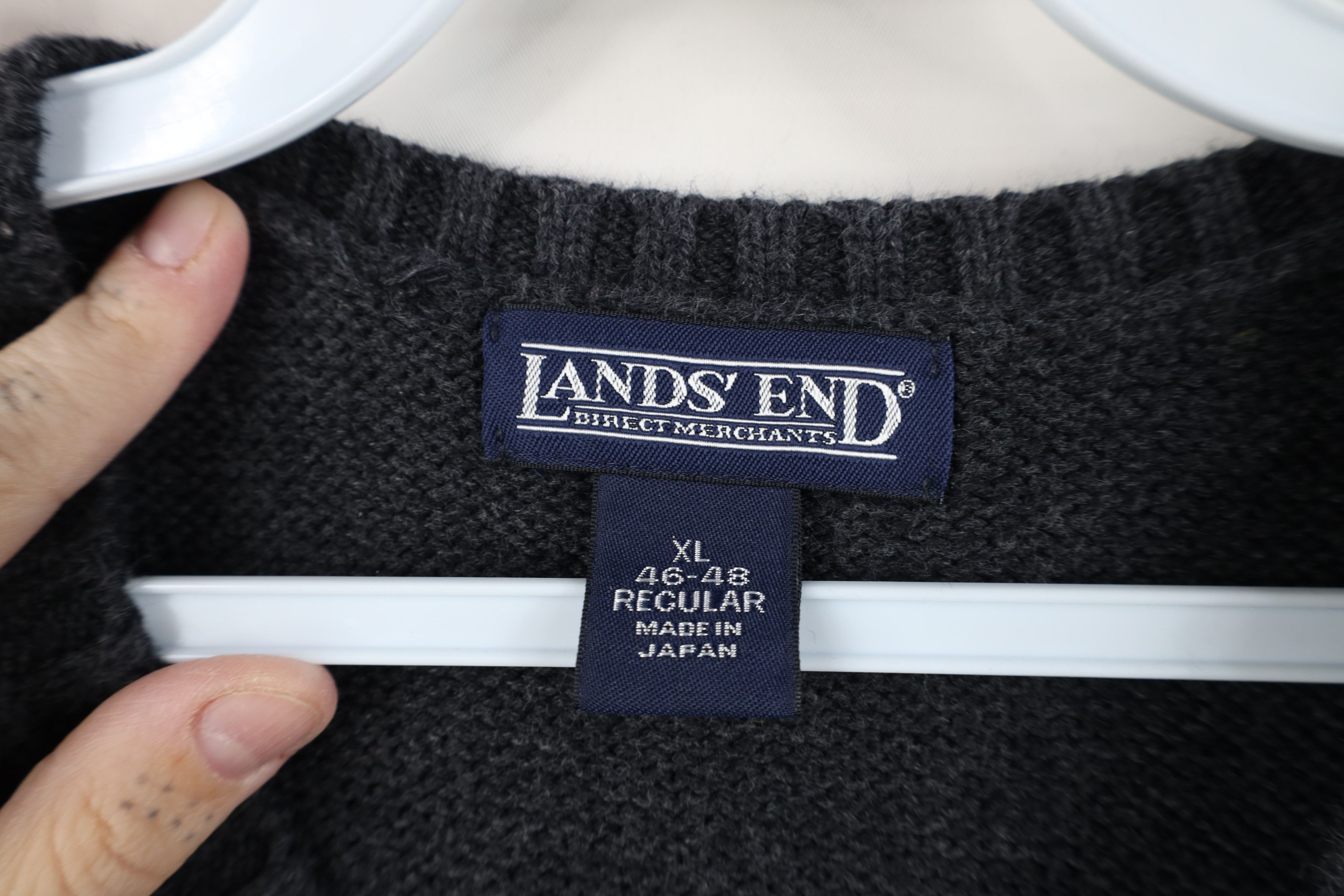 Lands' End Vintage 90s Lands End Cotton Knit Sweater Vest Charcoal Gray Size US XL / EU 56 / 4 - 4 Thumbnail