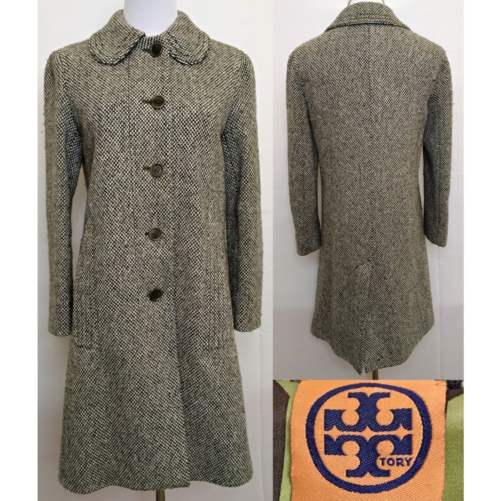 Tory Burch Tory Burch Pea Coat Women's 6 Green 100% Wool Silk Vintage Size M / US 6-8 / IT 42-44 - 1 Thumbnail