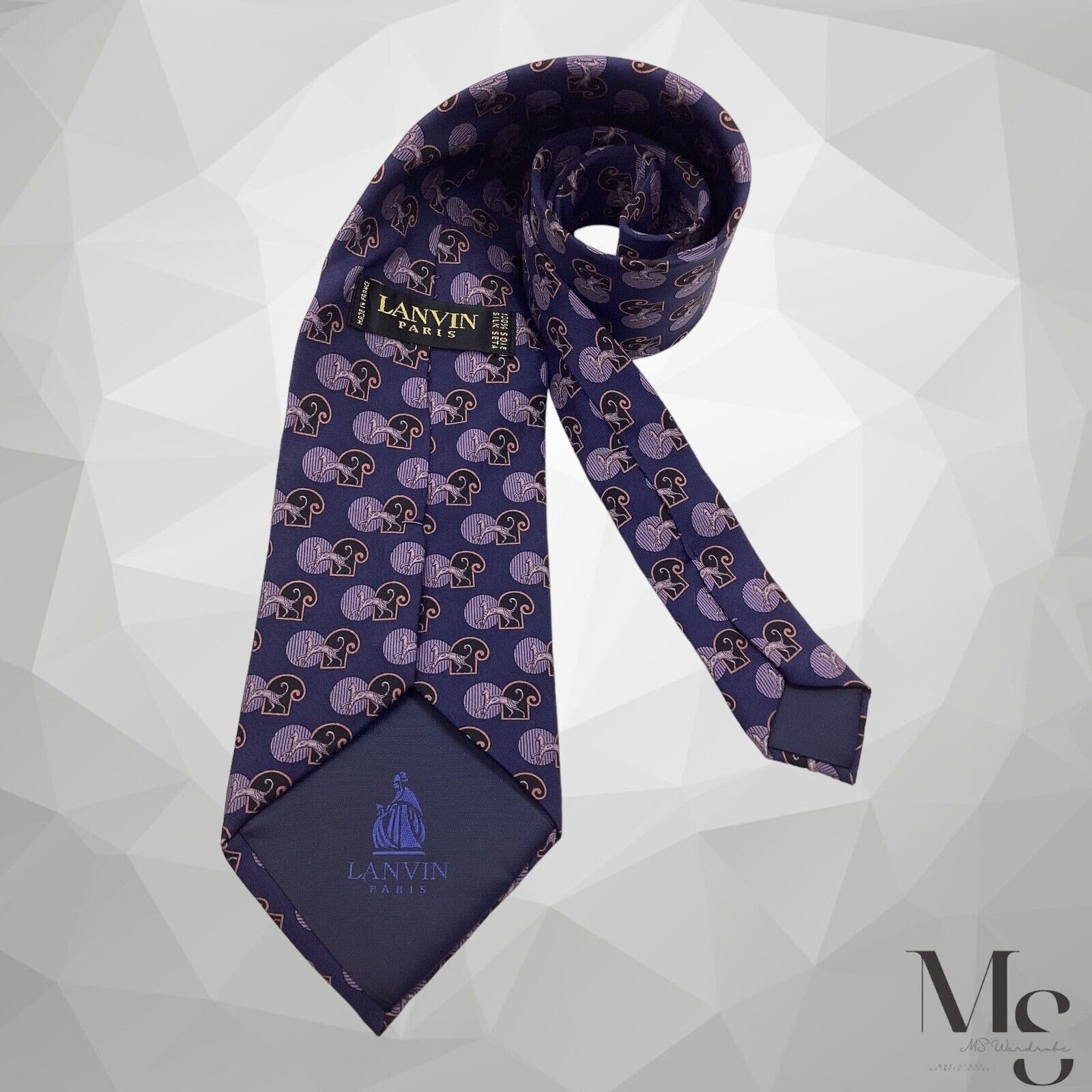 Lanvin LANVIN PARIS XL Purple Pharaoh Cat Silk Tie Made In France W Size ONE SIZE - 2 Thumbnail