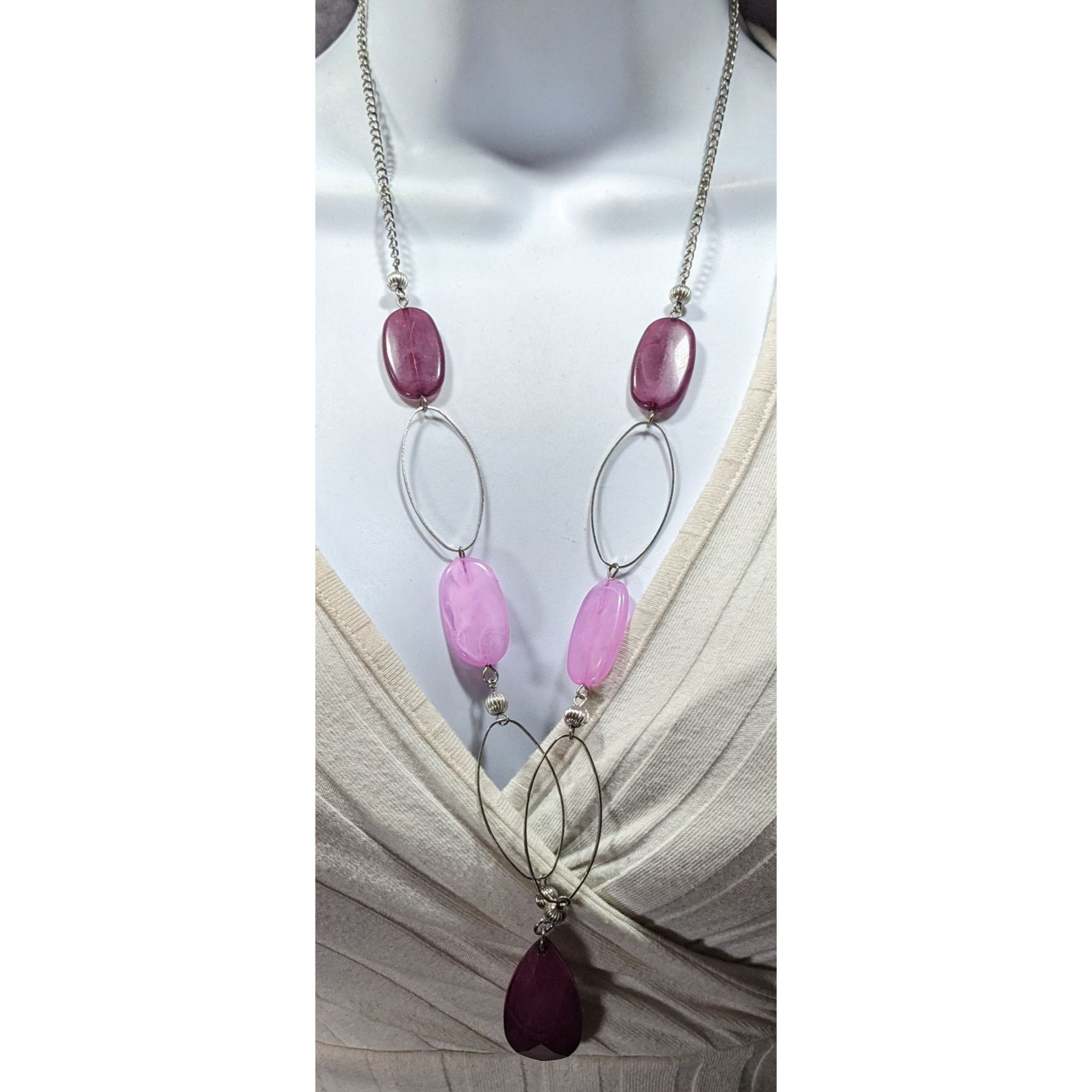 Other Whimsical Purple Gemmed Silver Tone Necklace Size ONE SIZE - 4 Thumbnail