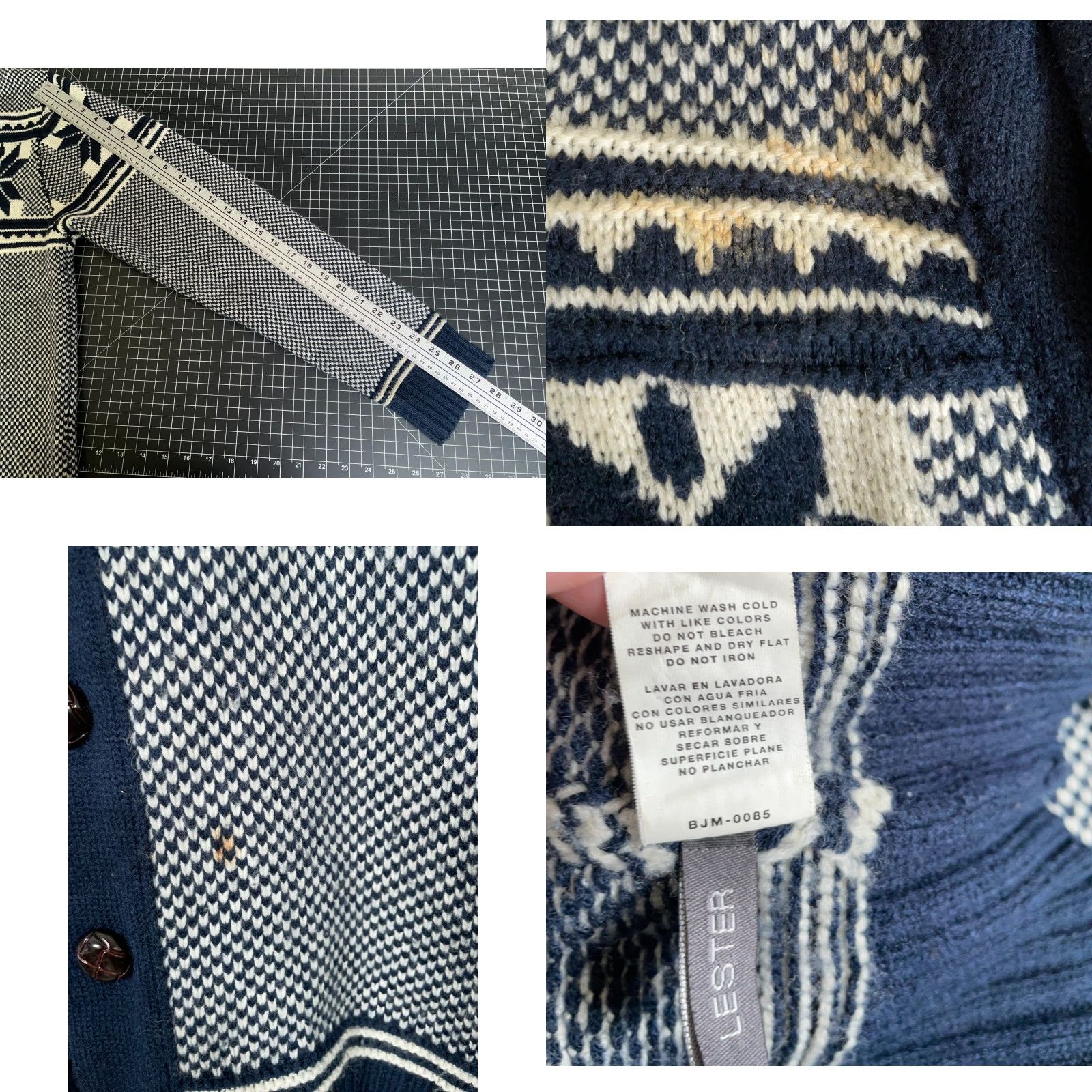 Vintage i jeans by Buffalo Cardigan Sweater Men's Large Blue Geometric Knit Shawl Collar Casual Retro Size US L / EU 52-54 / 3 - 8 Thumbnail